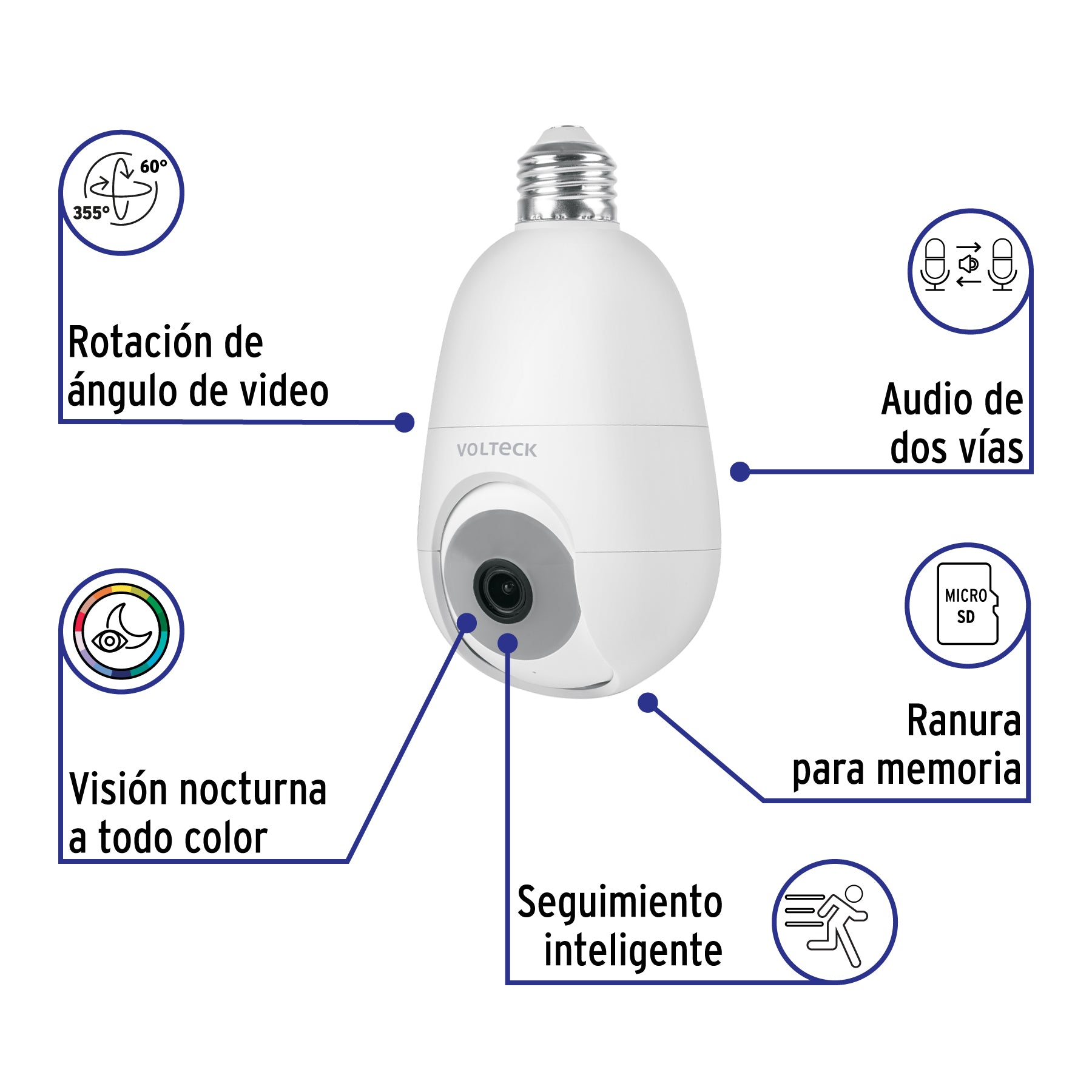 Cámara WiFi para socket, 4MP, VOLTECK