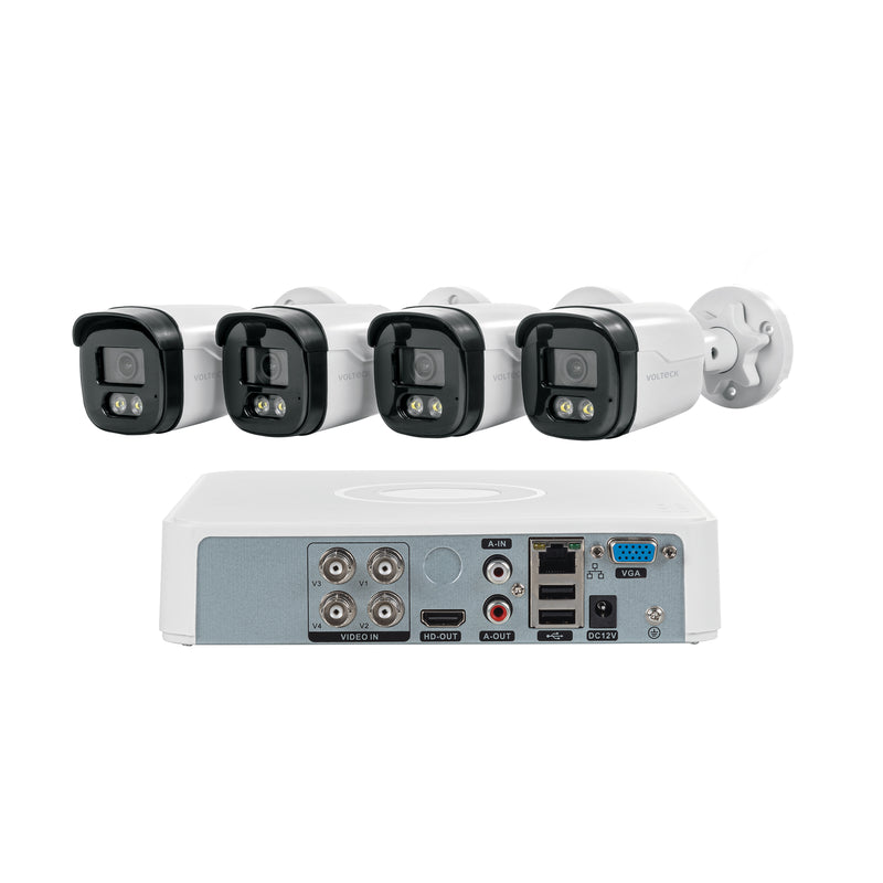 Kit video vigilancia, 4 canales, 4 cámaras, 5MP, Disco 1TB