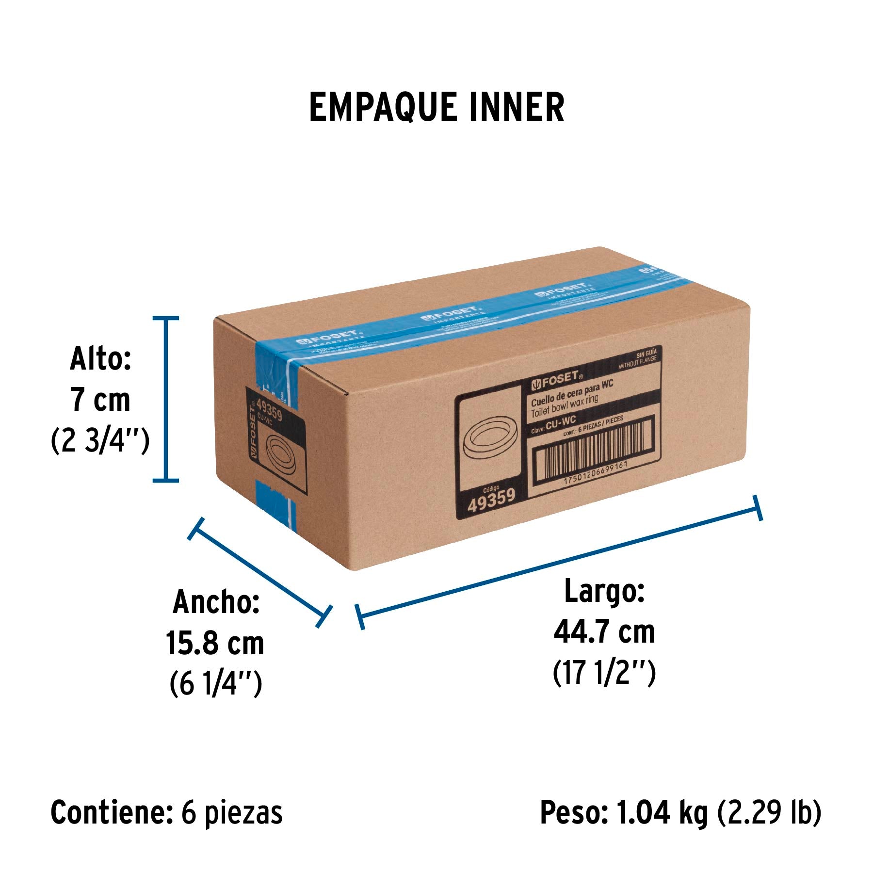 Cuello de cera sin guía para WC, 150 g
