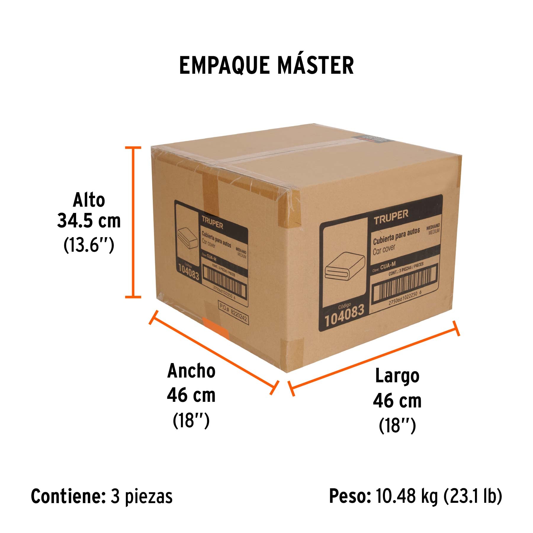 Cubierta para autos medianos, 1.8 x 5.0 x 1.2 m, TRUPER