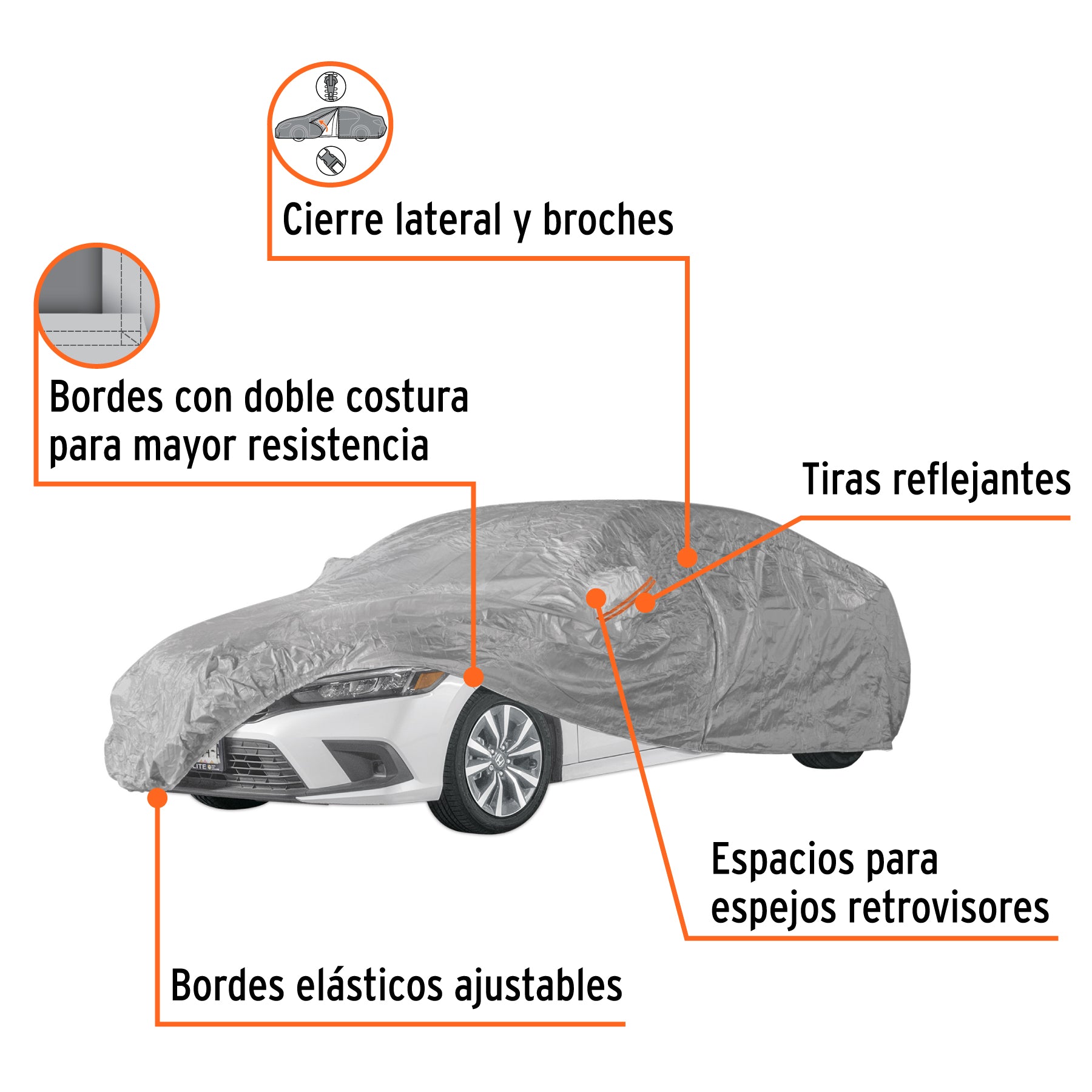 Cubierta para autos medianos, 1.8 x 5.0 x 1.2 m, TRUPER