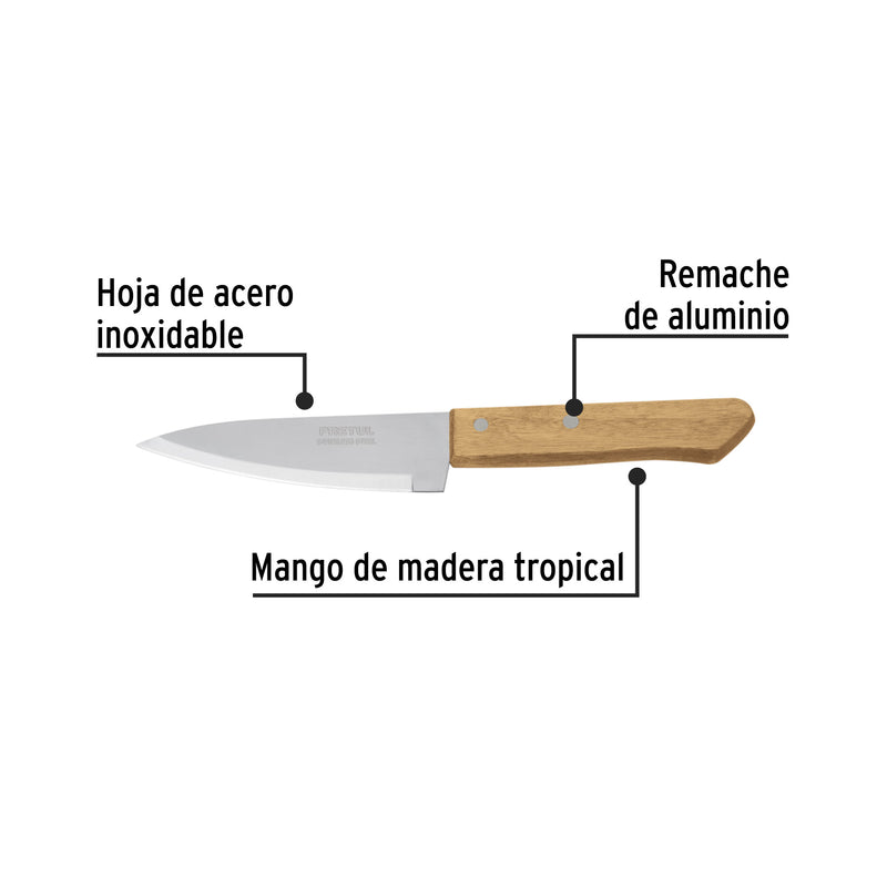 Cuchillo de chef, mango madera, 5"