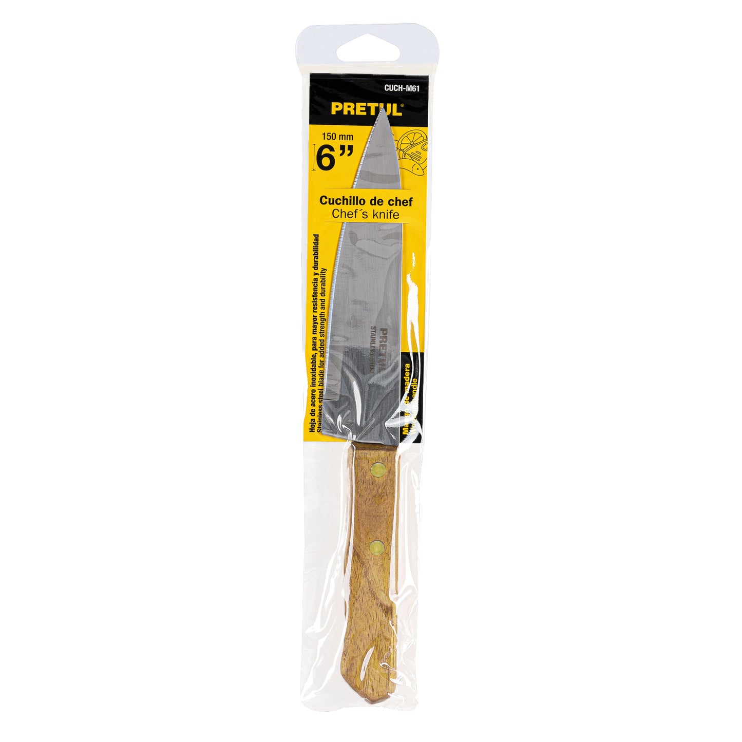 Cuchillo de chef, mango madera, 6"