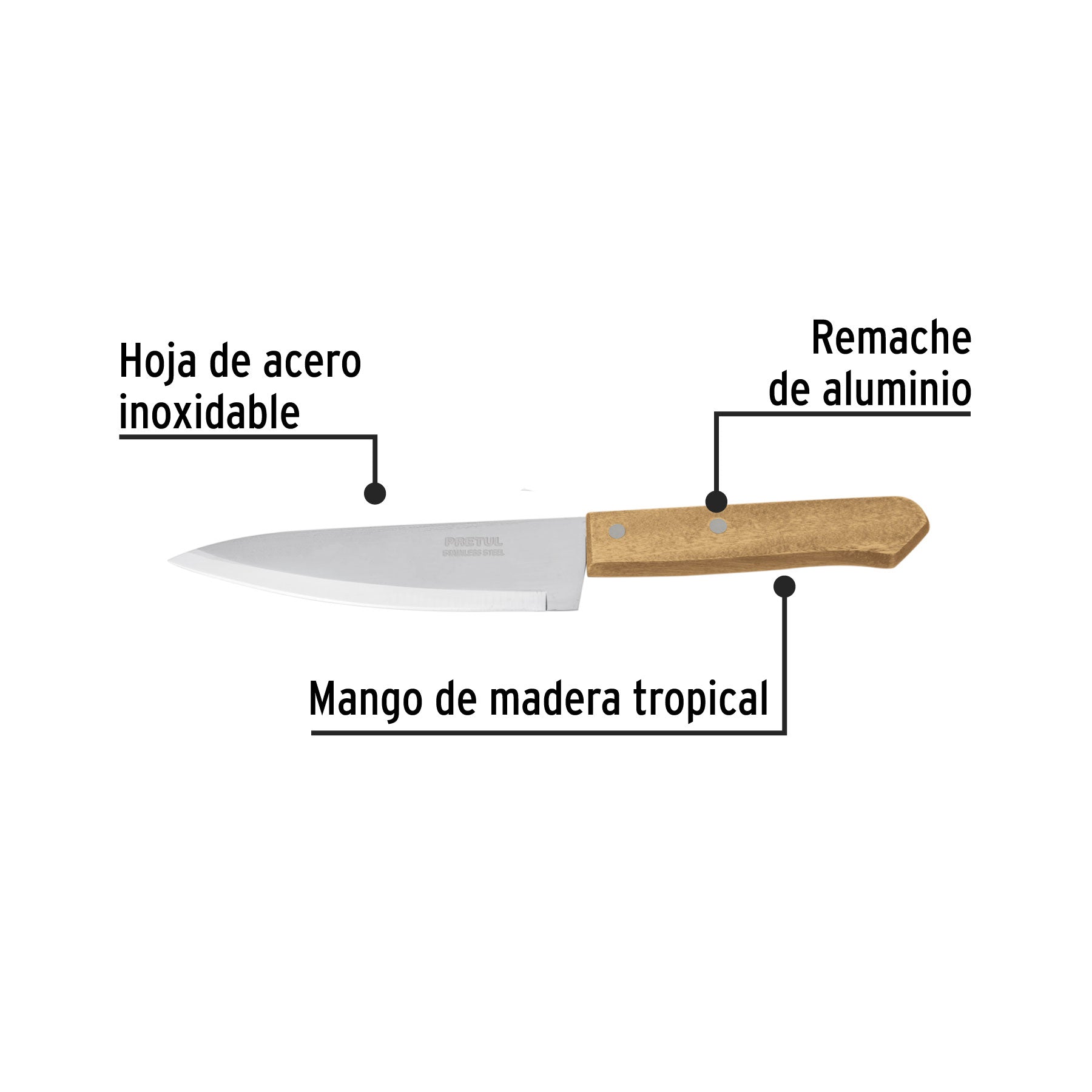 Cuchillo de chef, mango madera, 6"