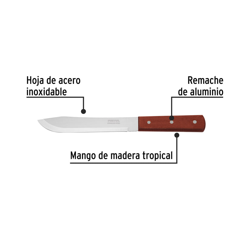 Cuchillo cebollero, mango madera, 7"