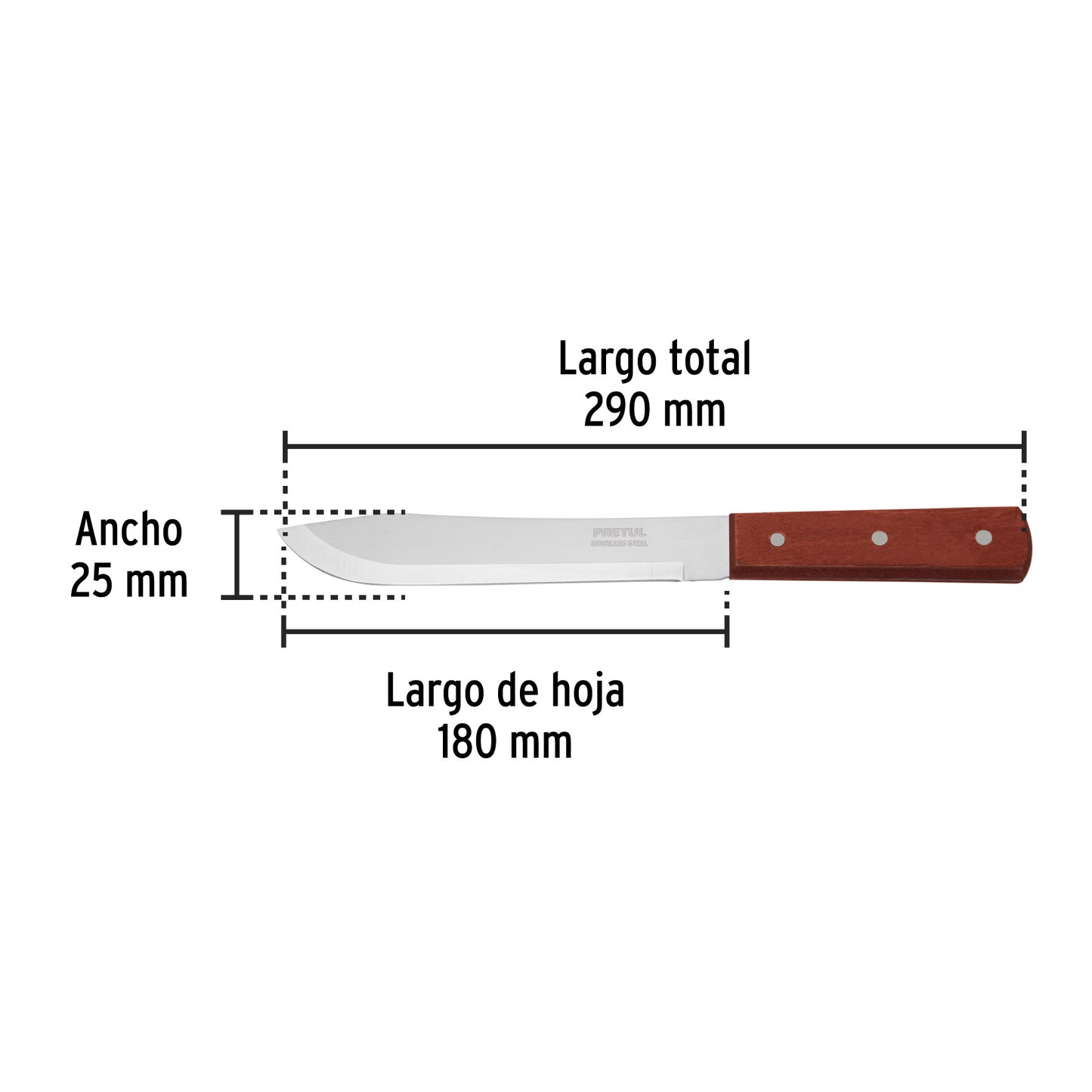 Cuchillo cebollero, mango madera, 7"