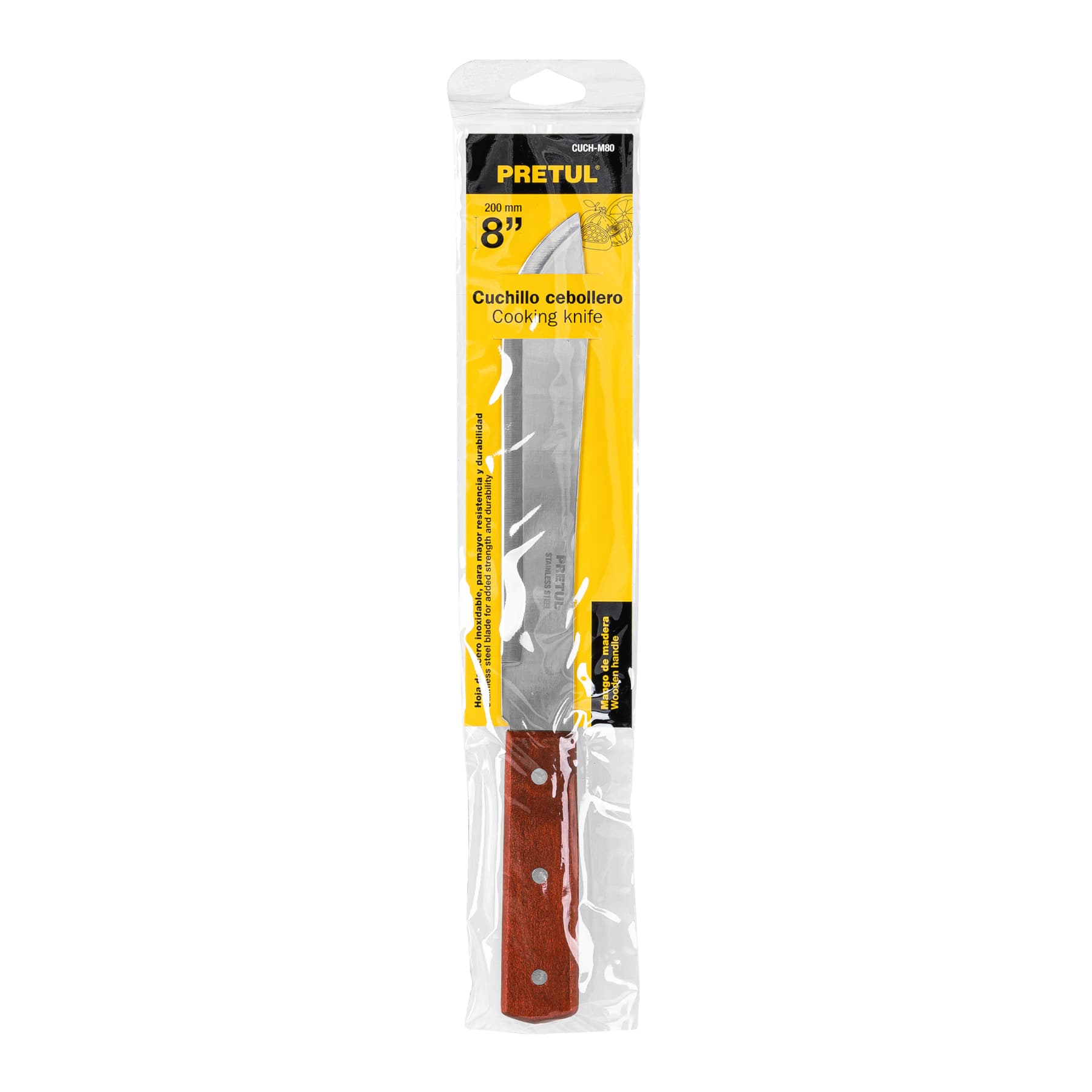 Cuchillo cebollero, mango madera, 8"