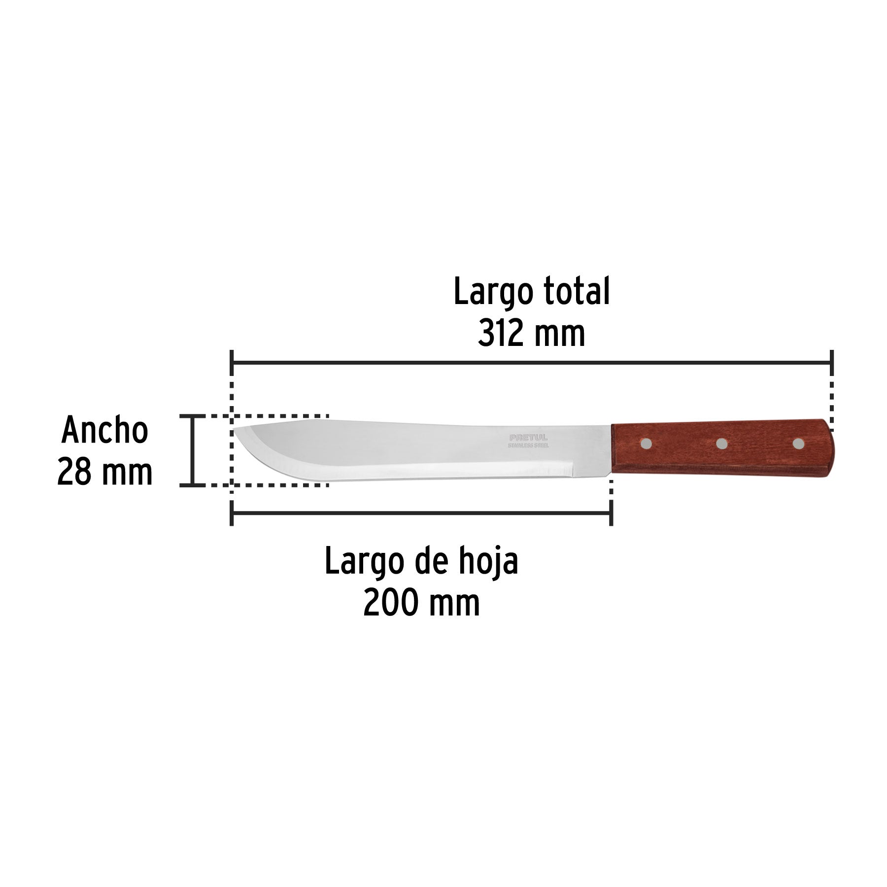 Cuchillo cebollero, mango madera, 8"