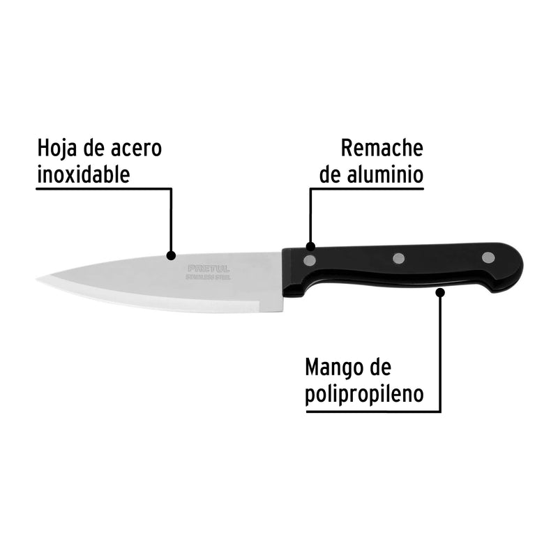 Cuchillo de chef, mango plástico, 5"