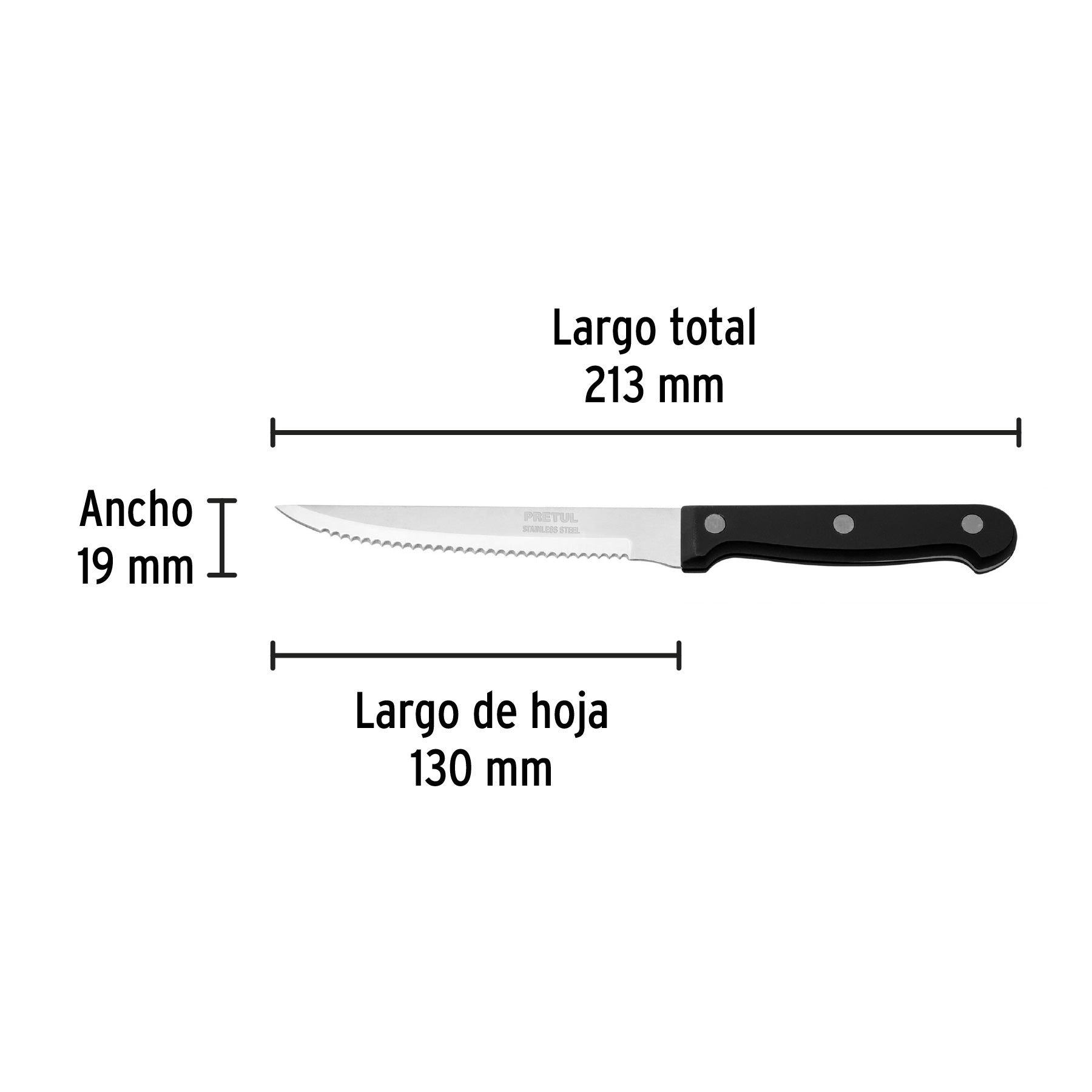 Cuchillo para asado con sierra, mango plástico, 5"
