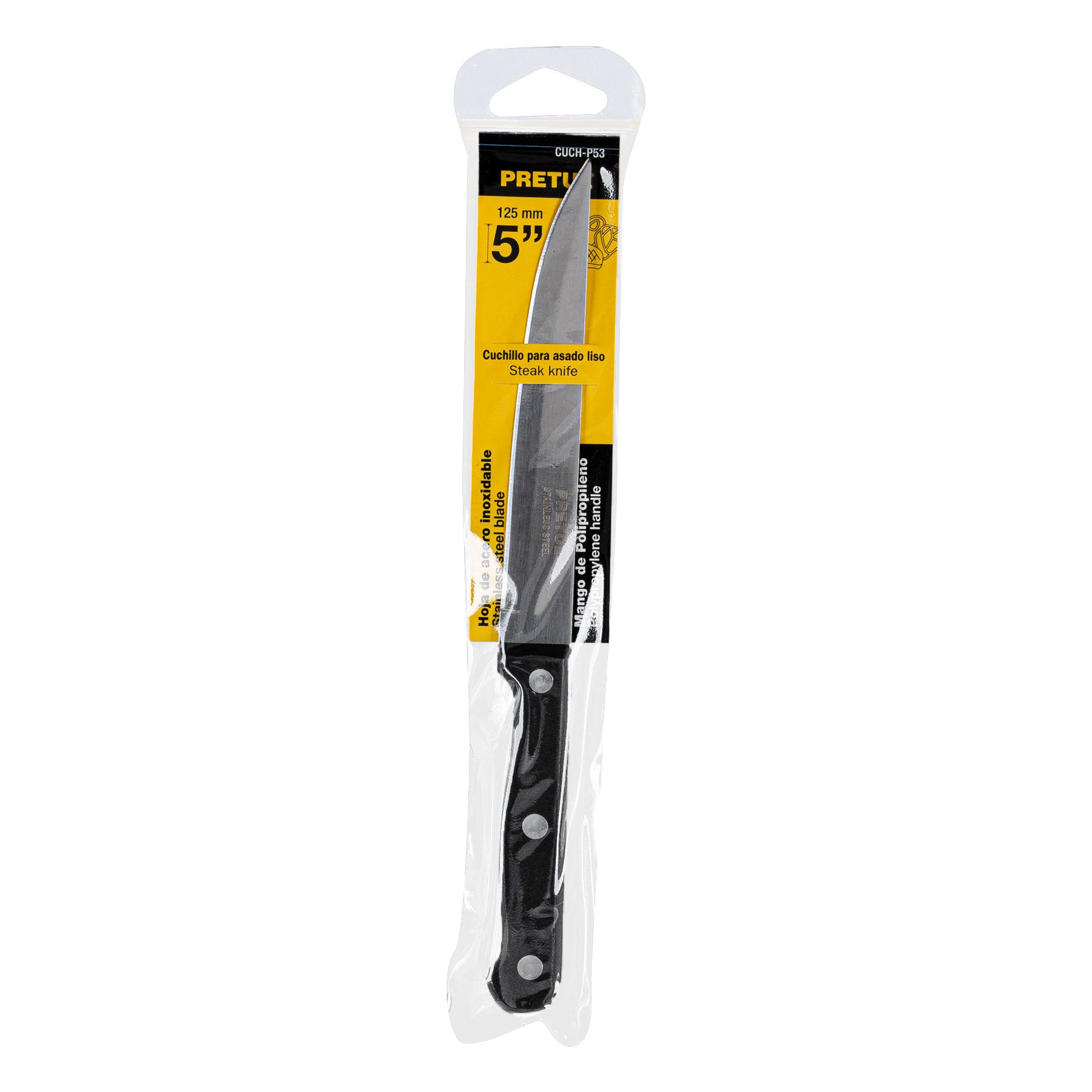 Cuchillo para asado liso, mango plástico, 5"