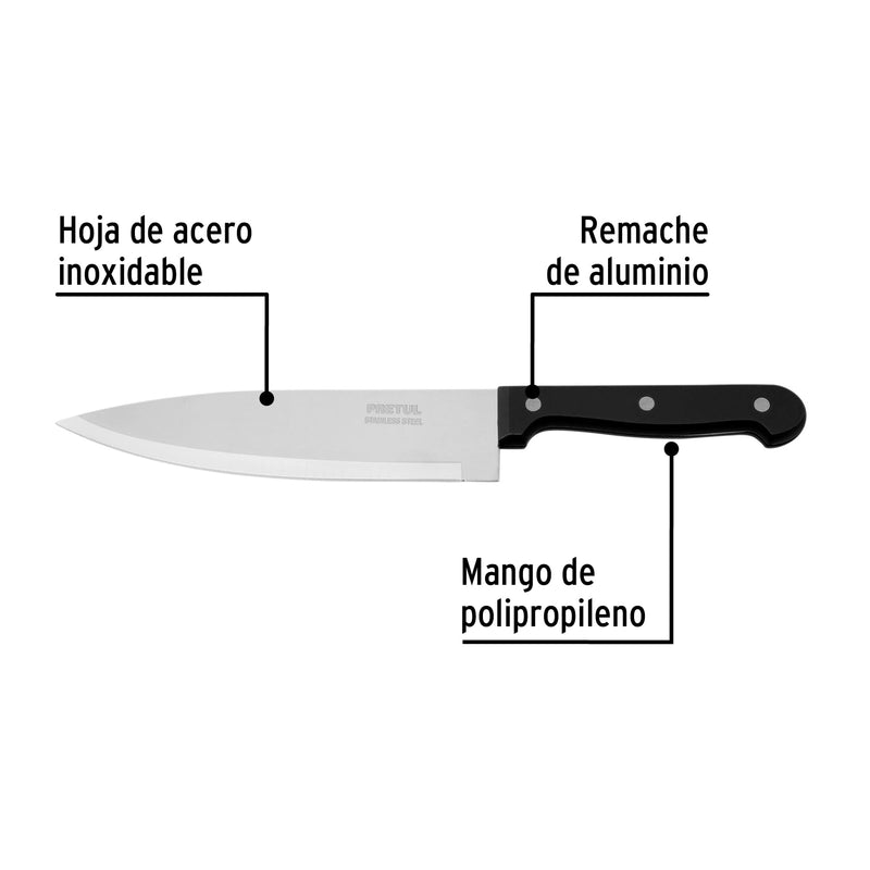 Cuchillo de chef, mango plástico, 7"