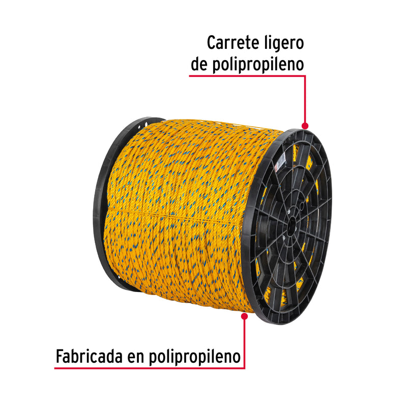Metro de cuerda amarilla de 6mm en rollo de 920m