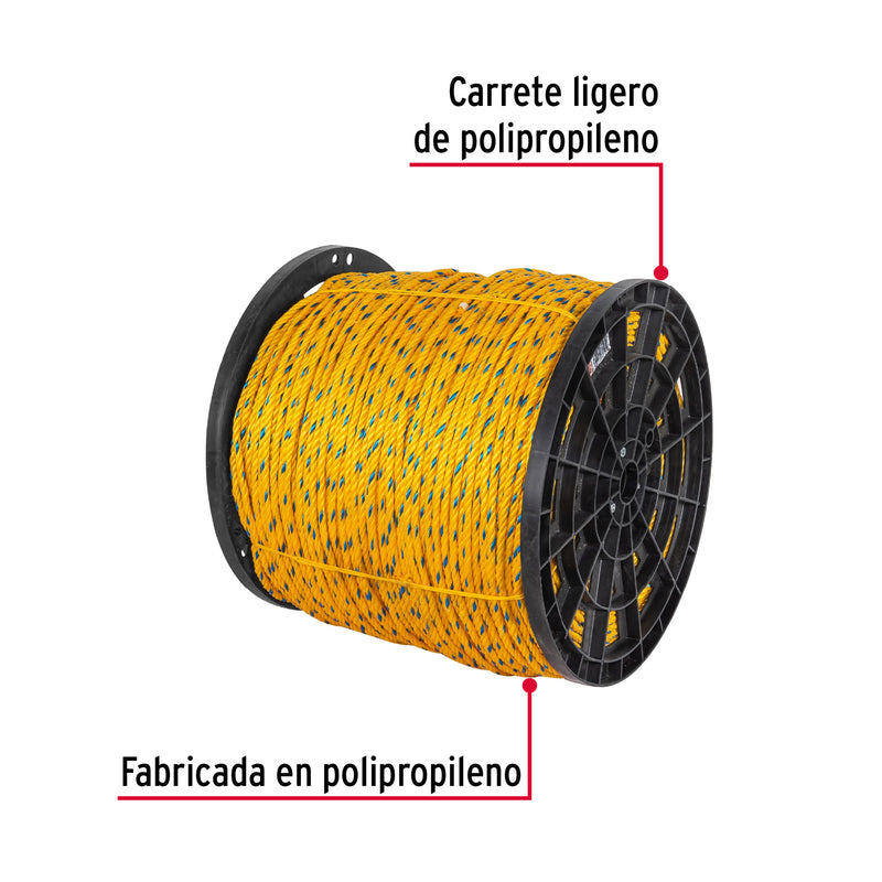 Metro de cuerda amarilla de 8mm en rollo de 640m