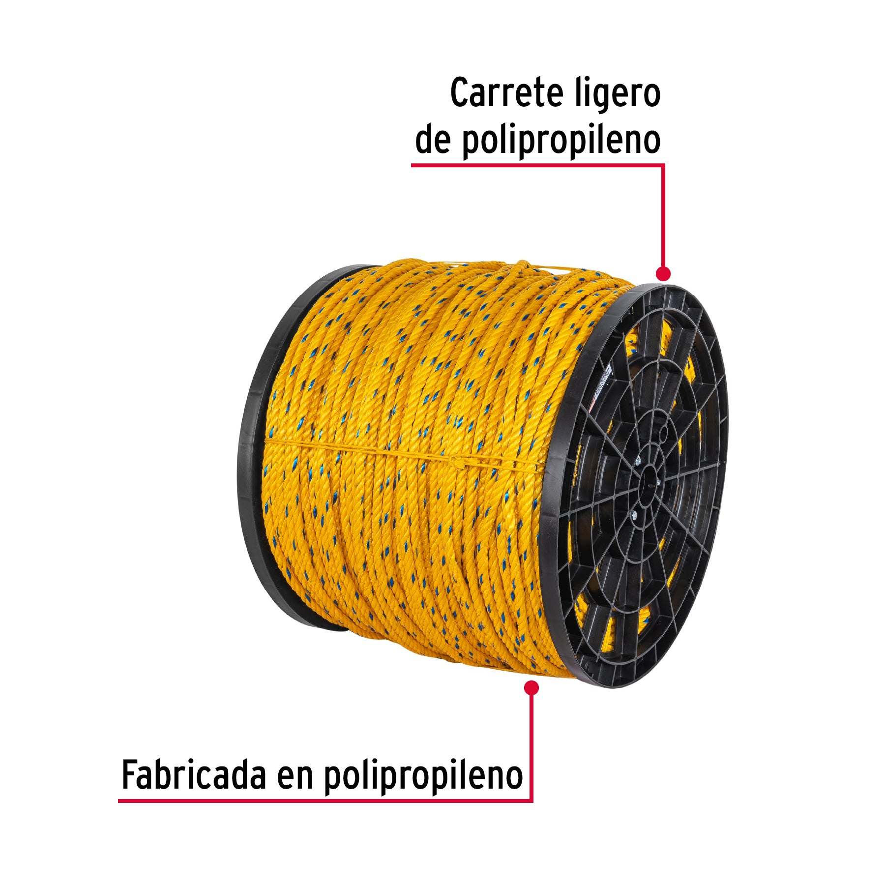 Metro de cuerda amarilla de 10mm en rollo de 440m