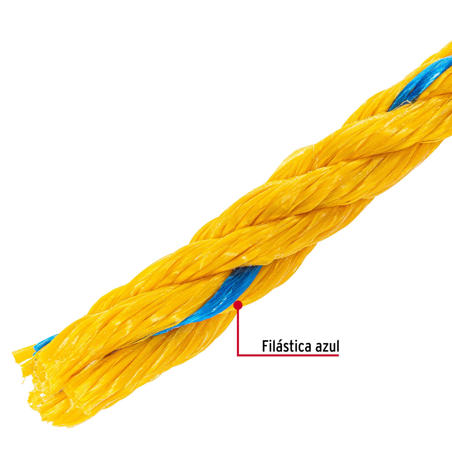 Kilo de cuerda amarilla de polipropileno 19mm, rollo 1kg