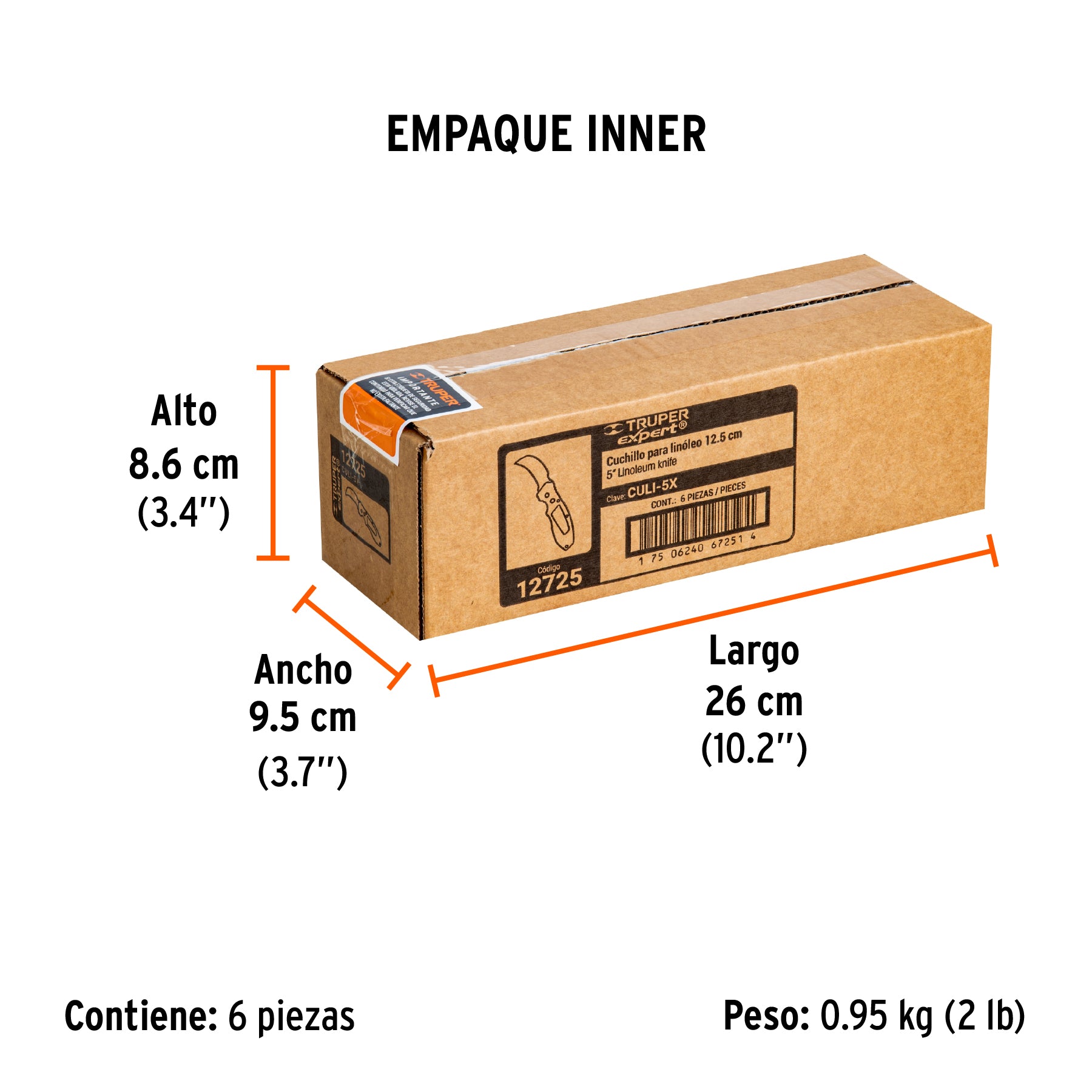 Cuchillo abatible para linóleo, 7", Truper Expert