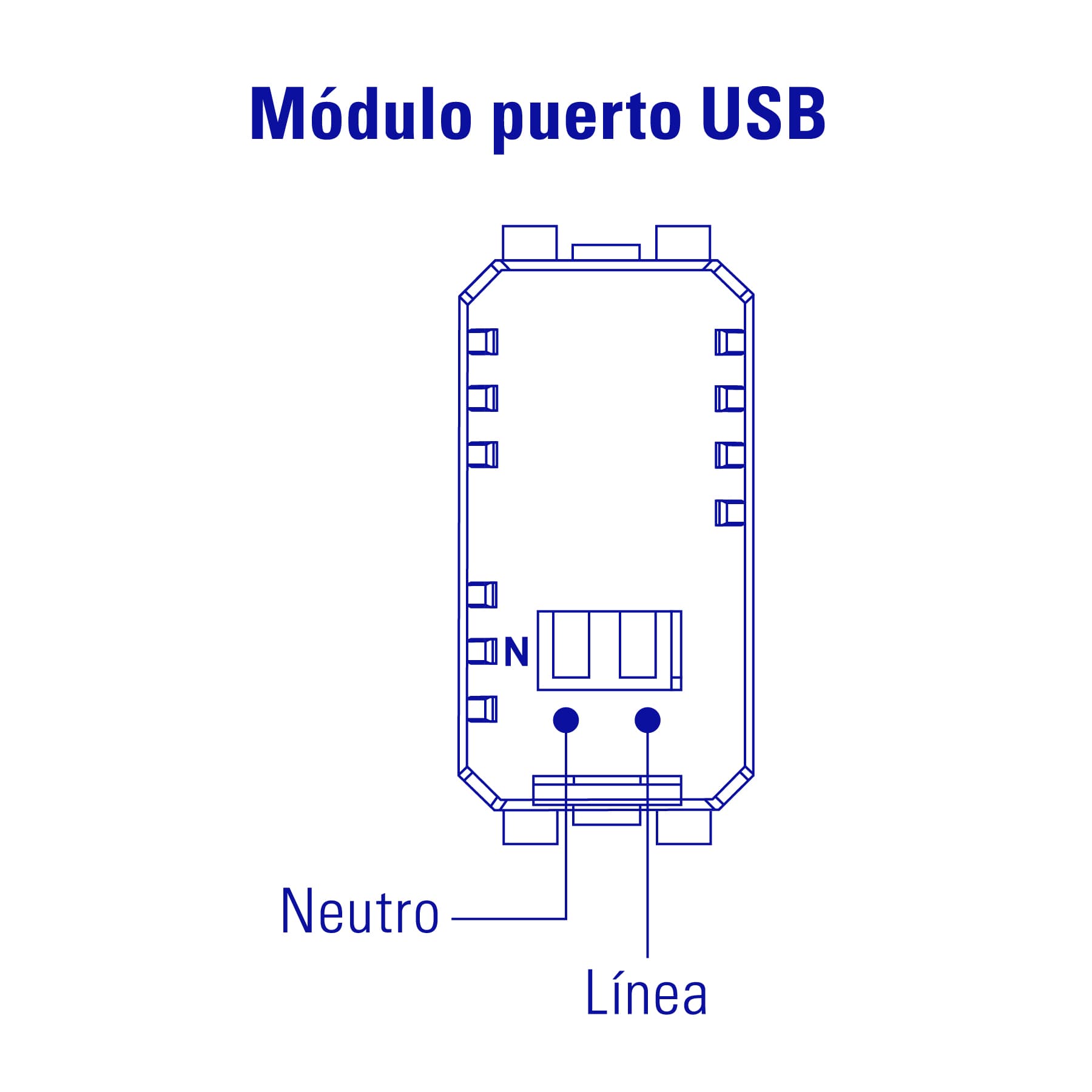 Módulo puerto USB, línea Italiana, color blanco