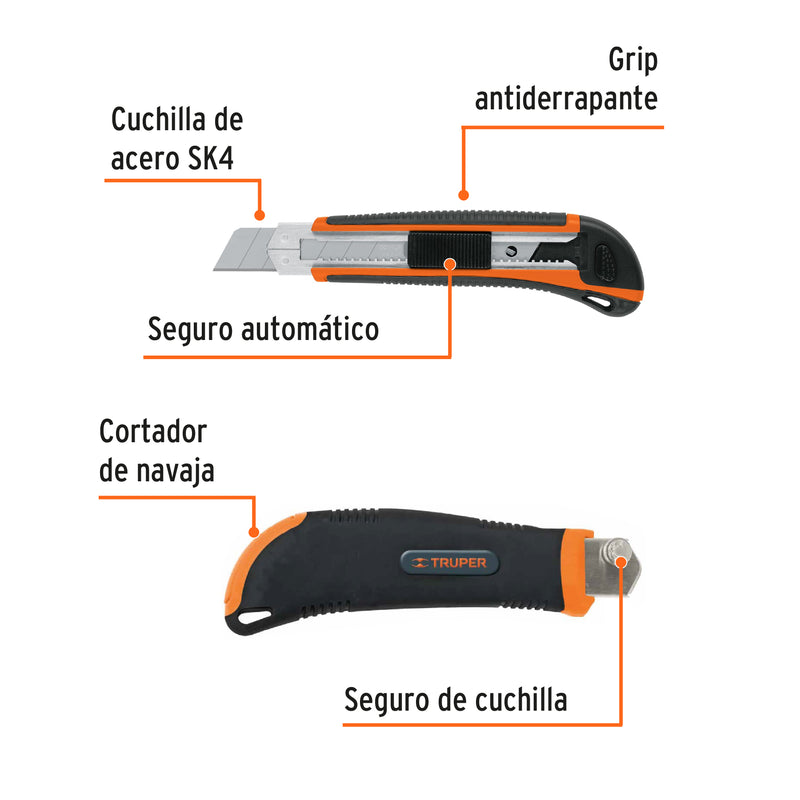 Cutter con grip, cuchilla de 25 mm