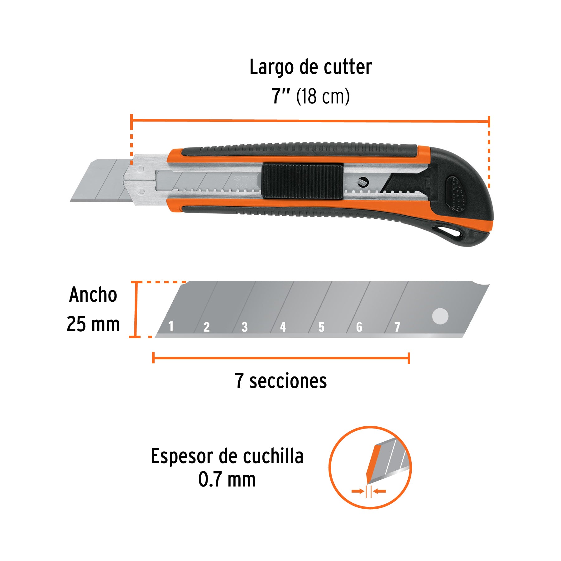 Cutter con grip, cuchilla de 25 mm