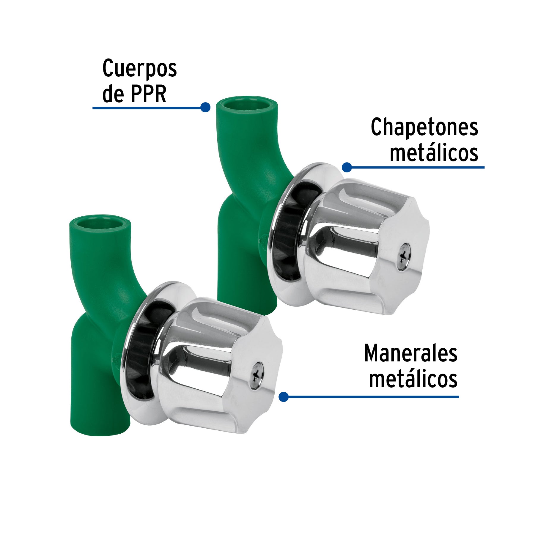 Llave de empotrar para regadera de PPR, 2 pzas.