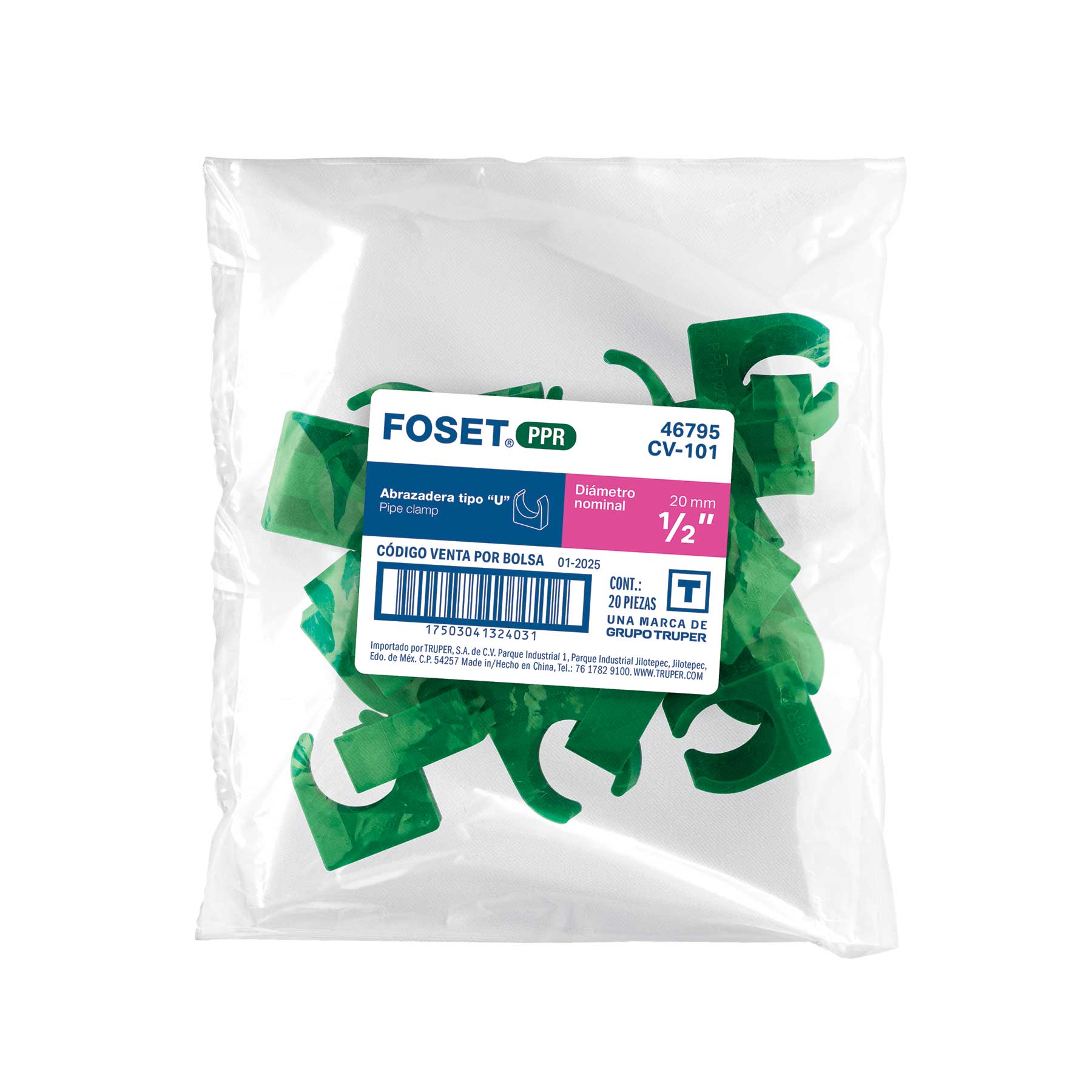 Abrazadera PPR,  1/2', tipo U, Foset