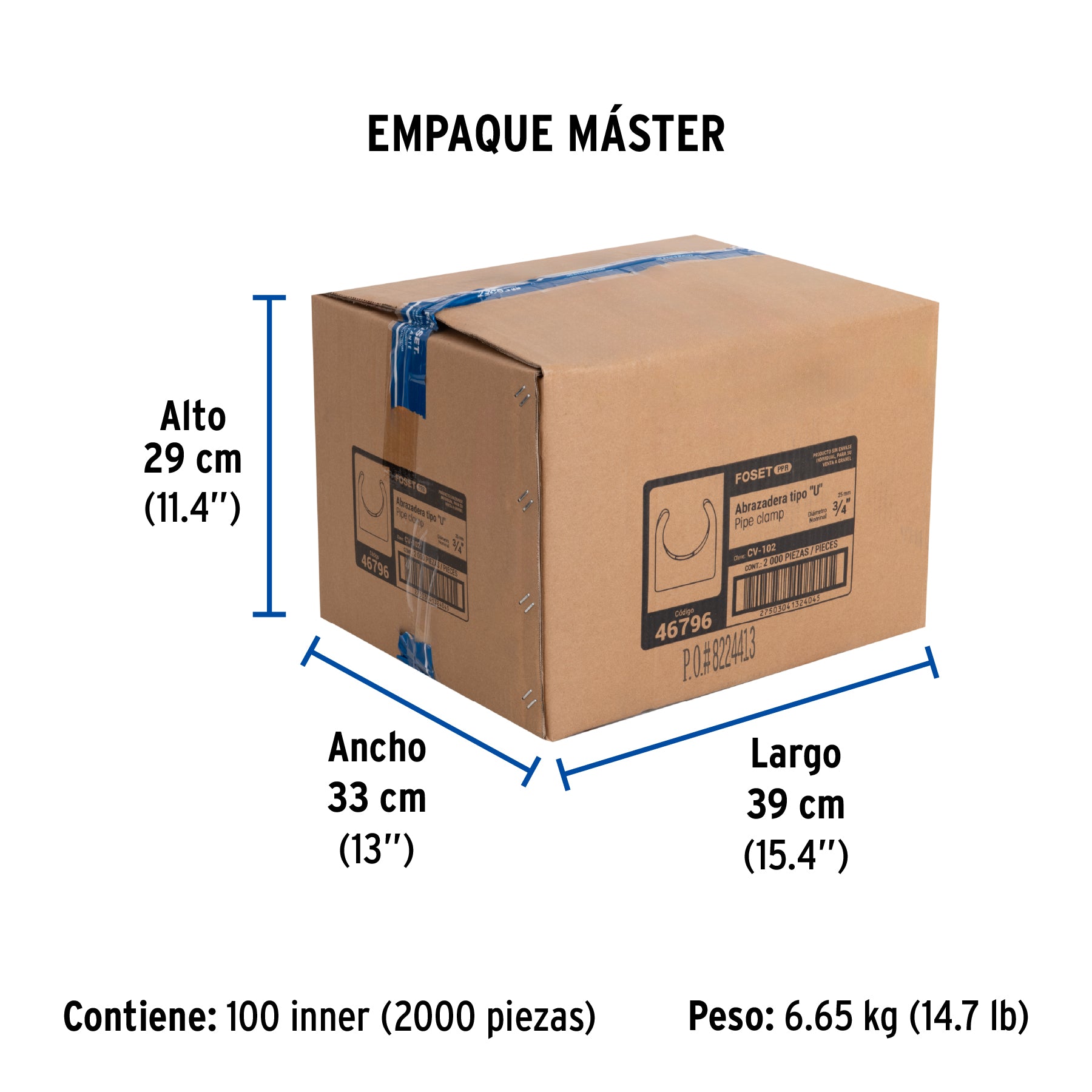Abrazadera PPR,  3/4', tipo U, Foset