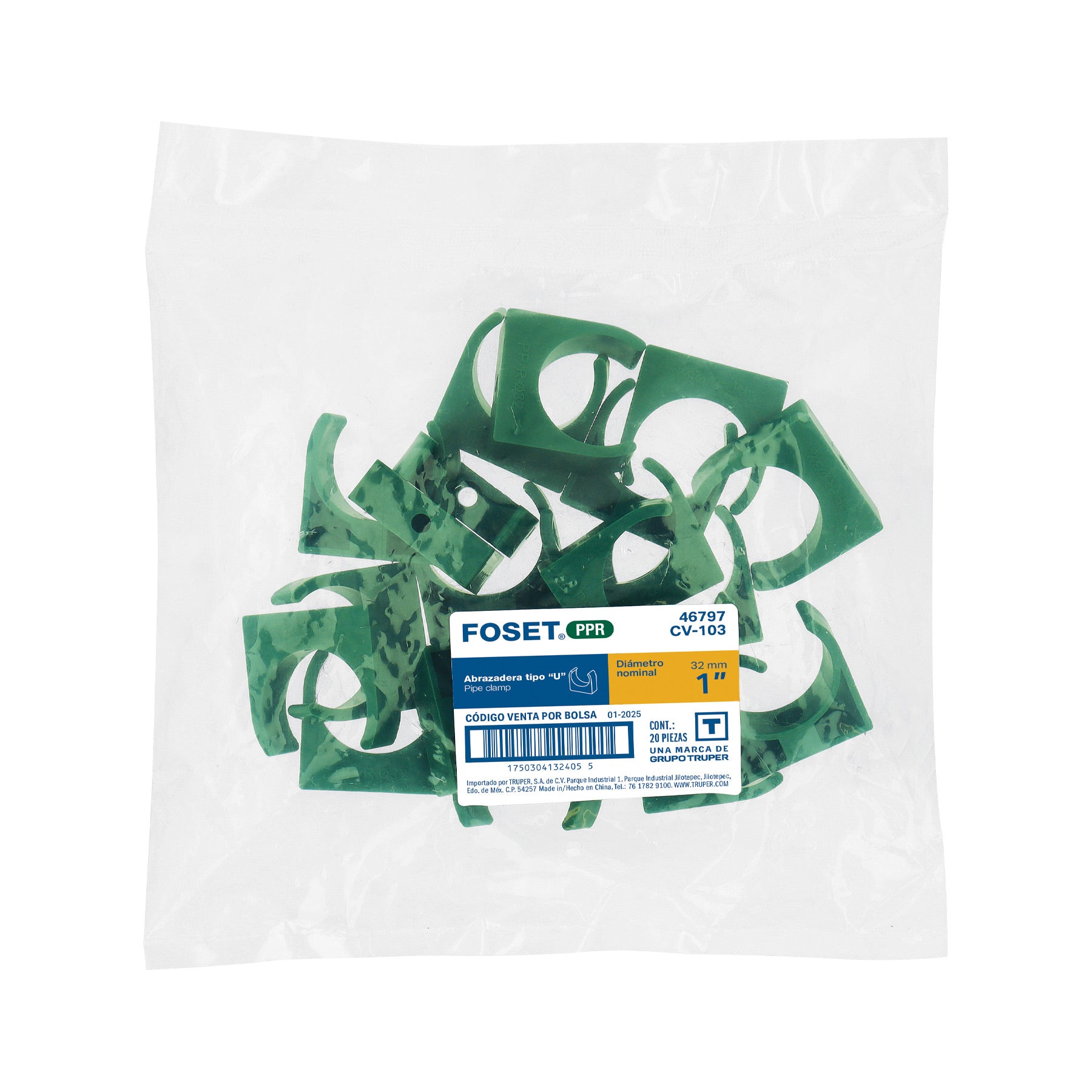Abrazadera PPR,  1', tipo U, Foset