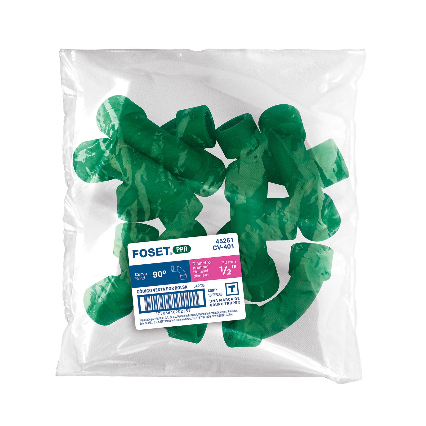 Curva 90° de PPR 3/4' x 1/2', Foset Termoflow