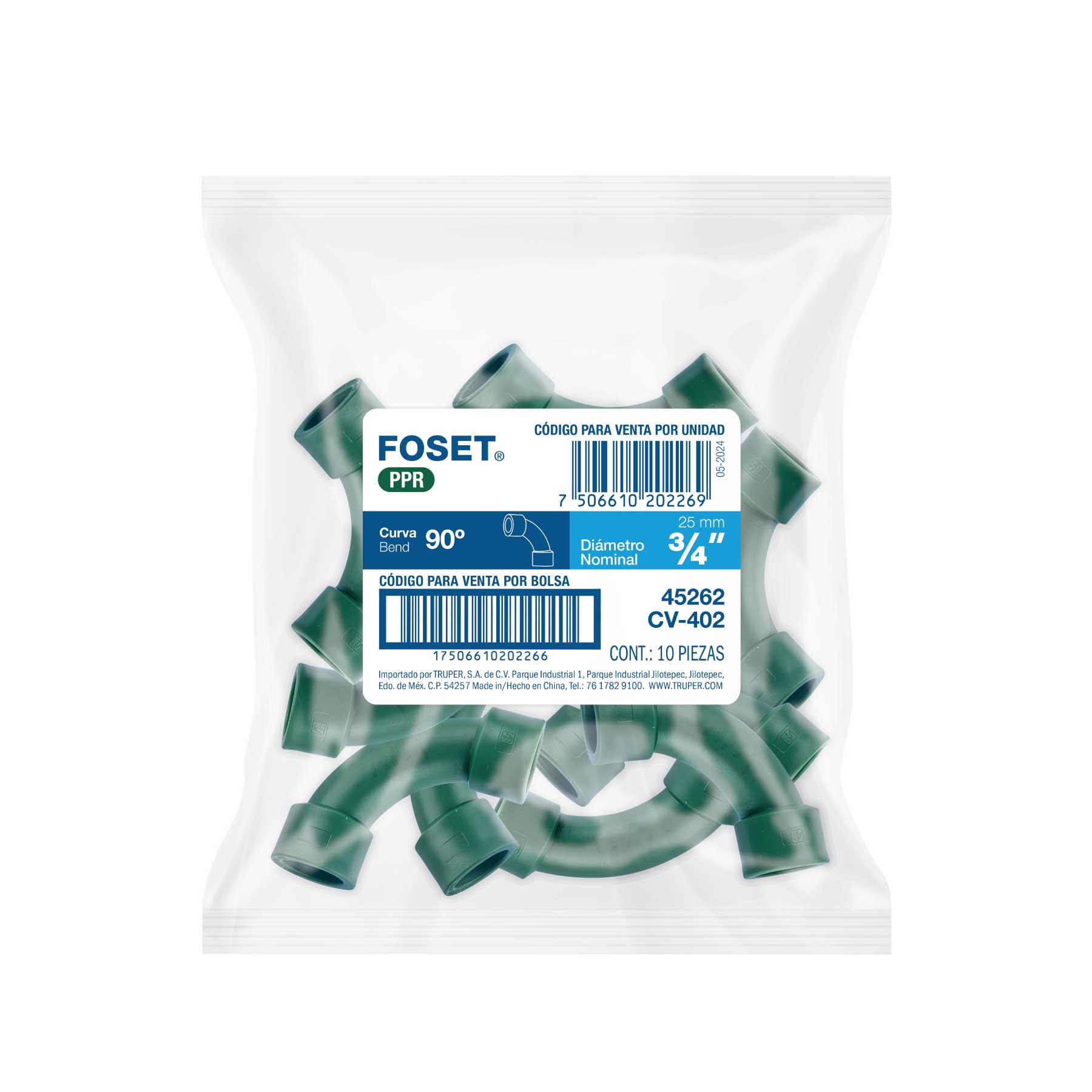 Curva 90° de PPR 1' x 1/2', Foset Termoflow