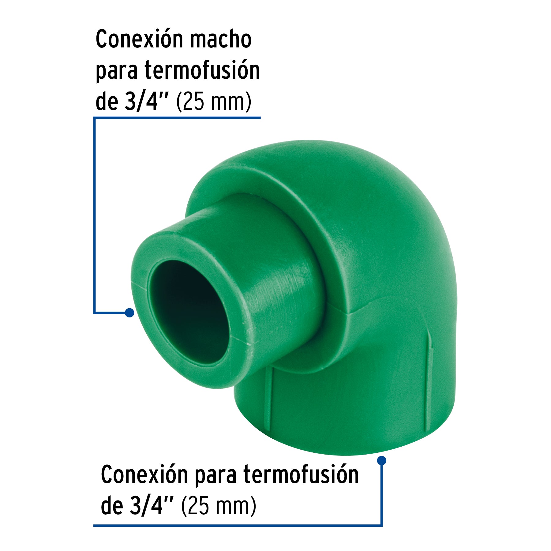 Codo 90° PPR,  3/4', macho-hembra, Foset