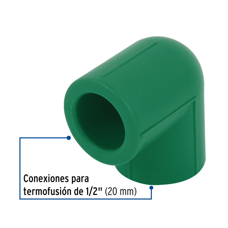 Codo 90° de PPR, 1/2", 20mm