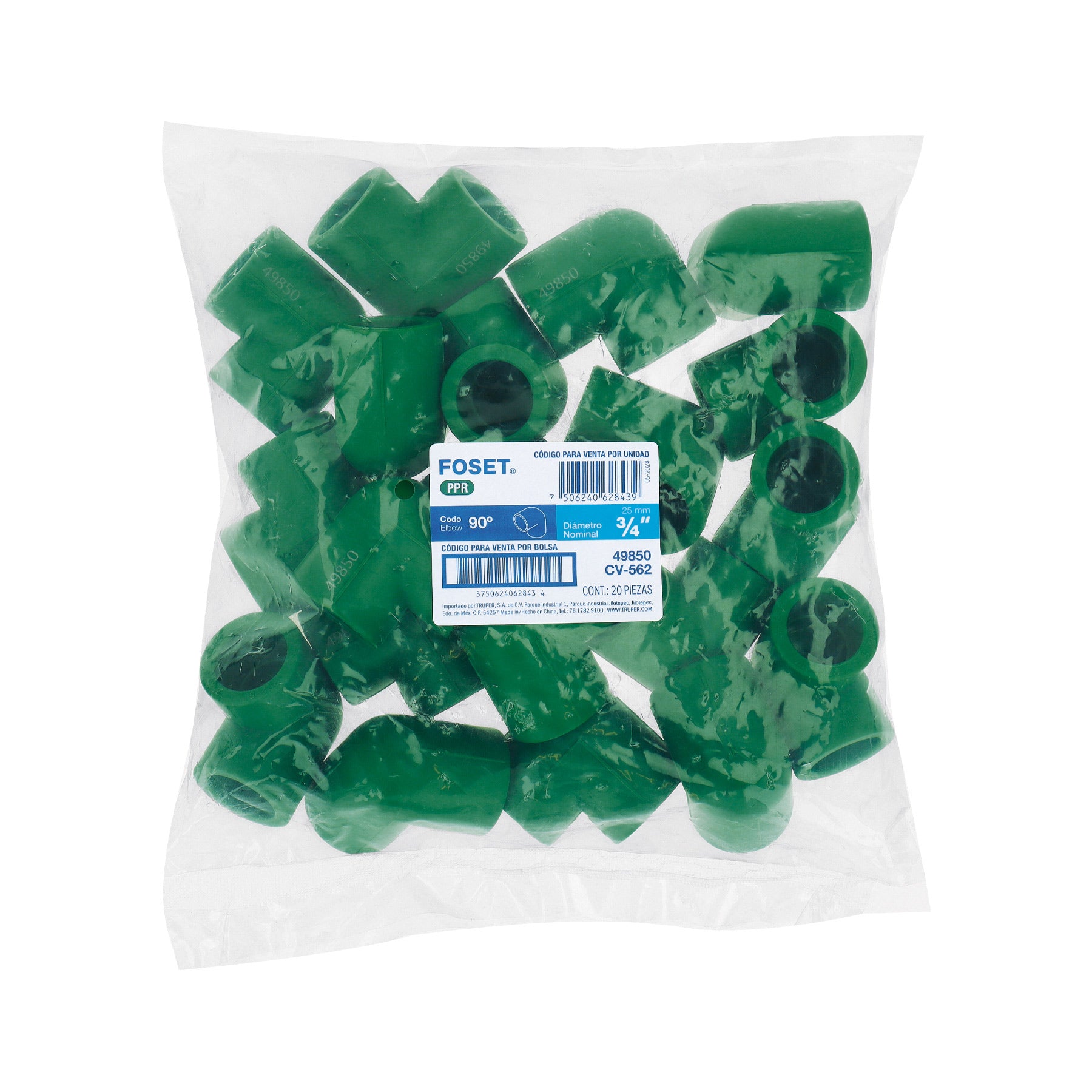 Codo 90° de PPR, 3/4", 25mm