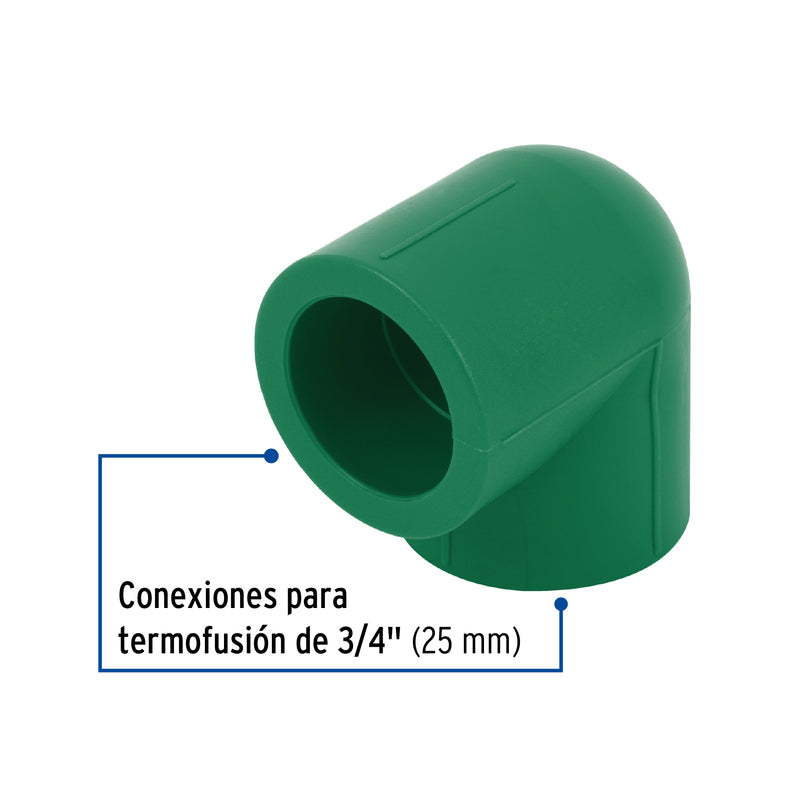 Codo 90° de PPR, 3/4", 25mm