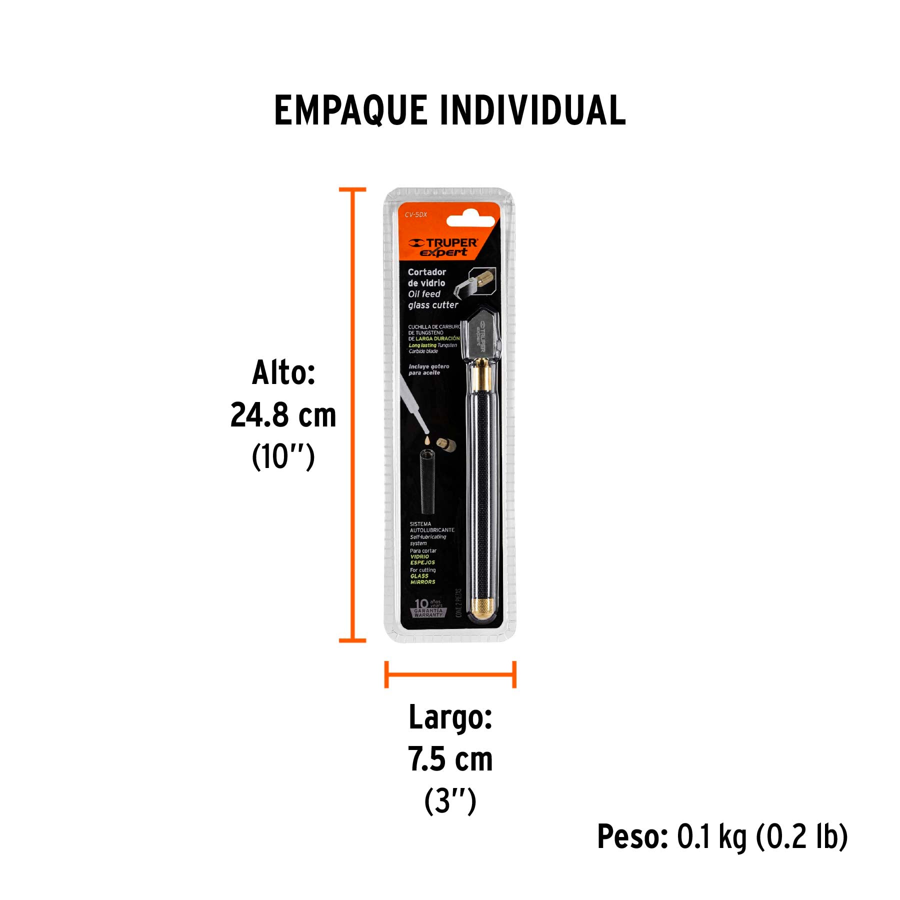 Cortador de vidrio 5" Truper Expert con depósito de aceite