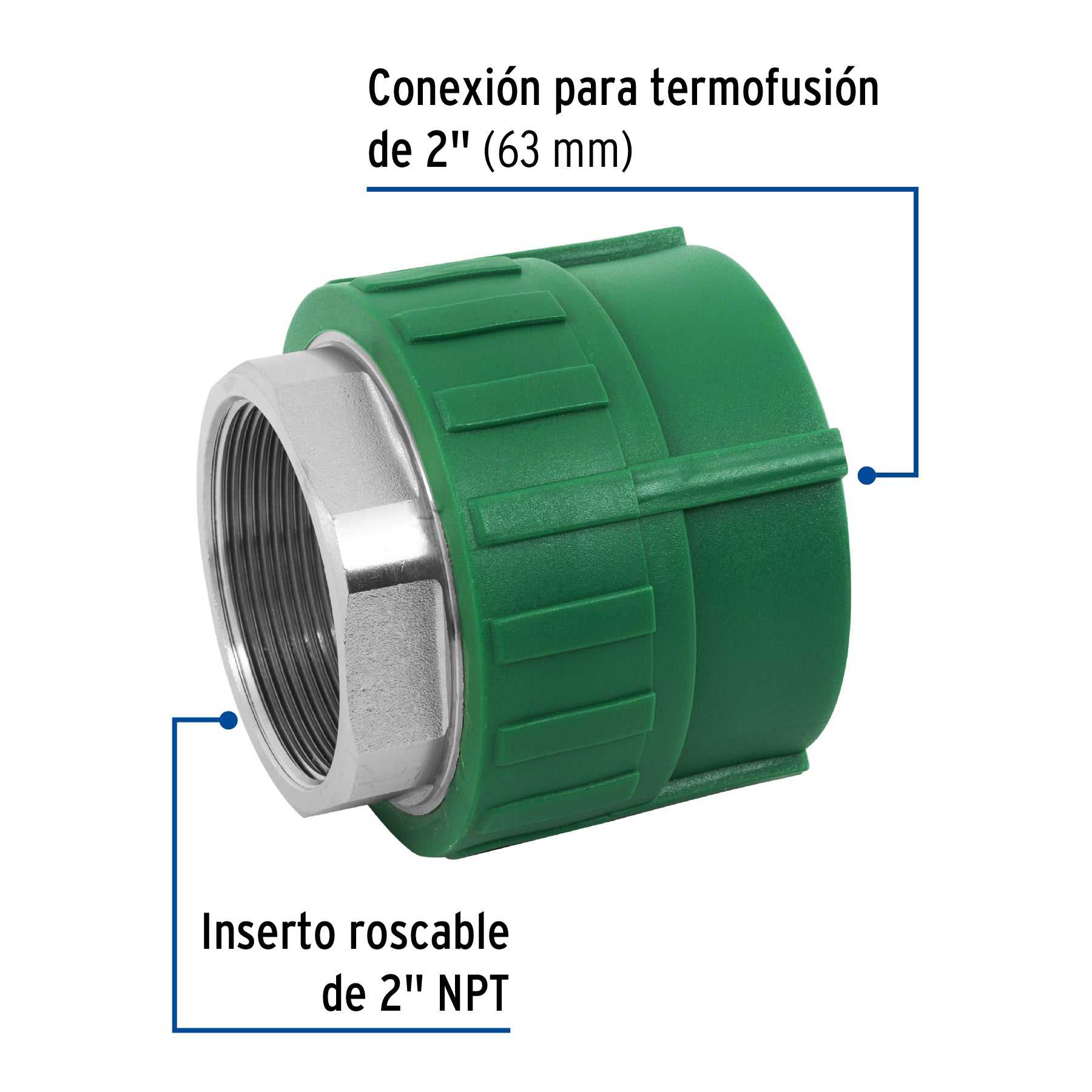 Conexión de PPR, 2", 63mm, hembra