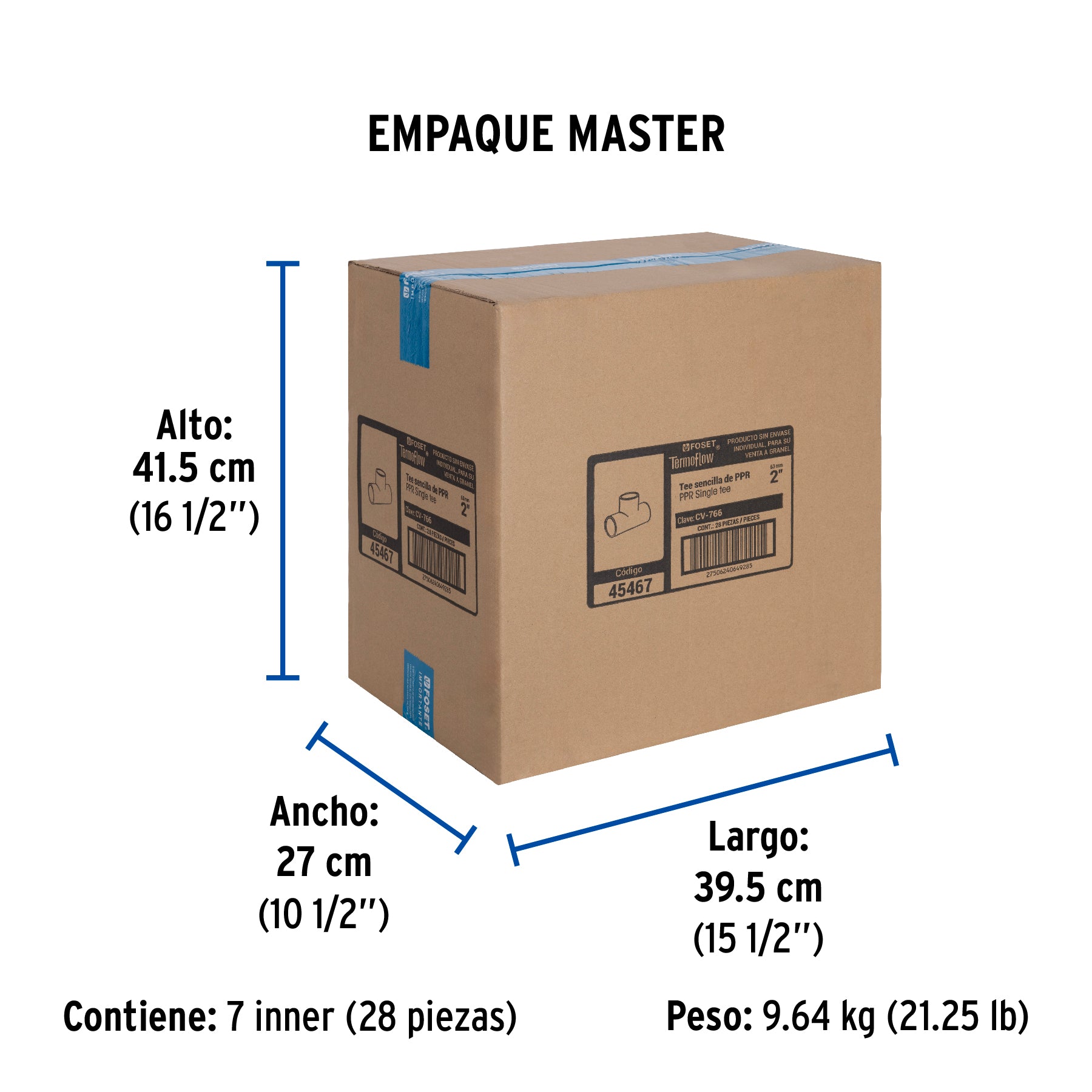 Tee de PPR sencilla, 2", 63mm