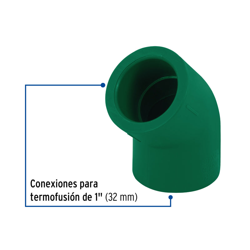 Codo 45° de PPR , 1", 32mm