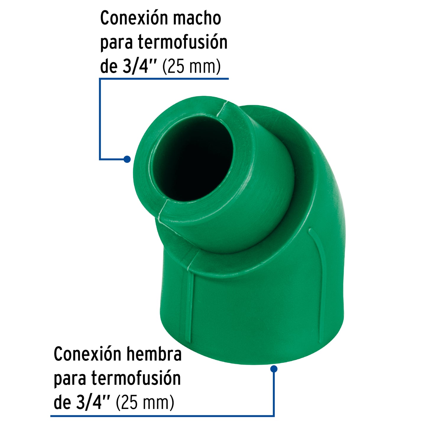 Codo 45° PPR,  3/4', macho-hembra, Foset