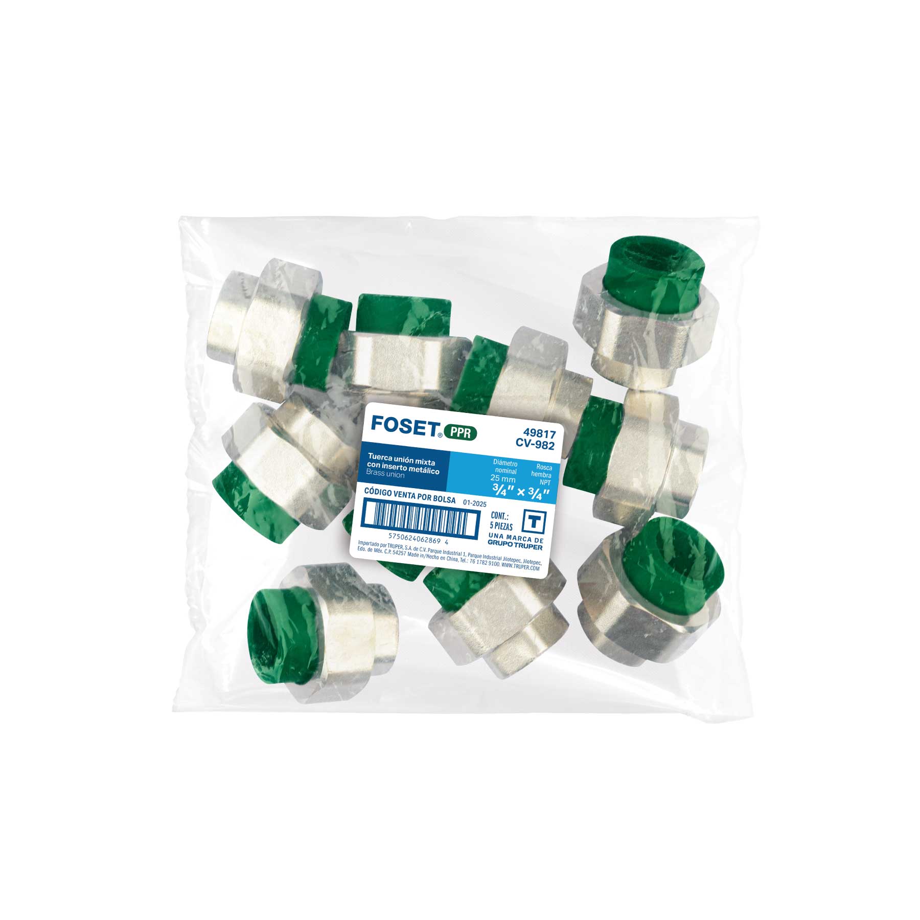 Tuerca unión mixta de PPR, 25mmx3/4"