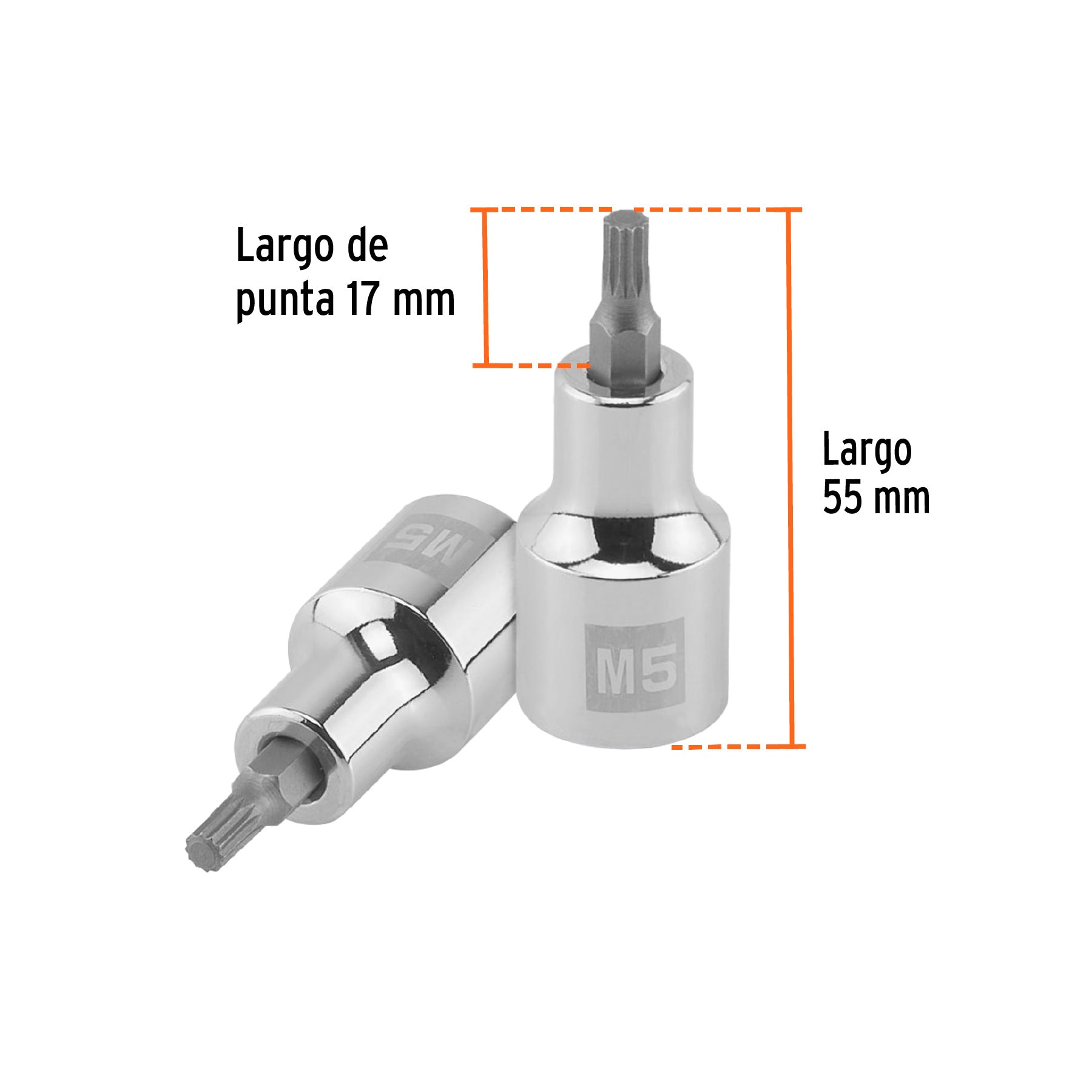 Dado punta corta bristol M5x55mm, cuadro 1/2'