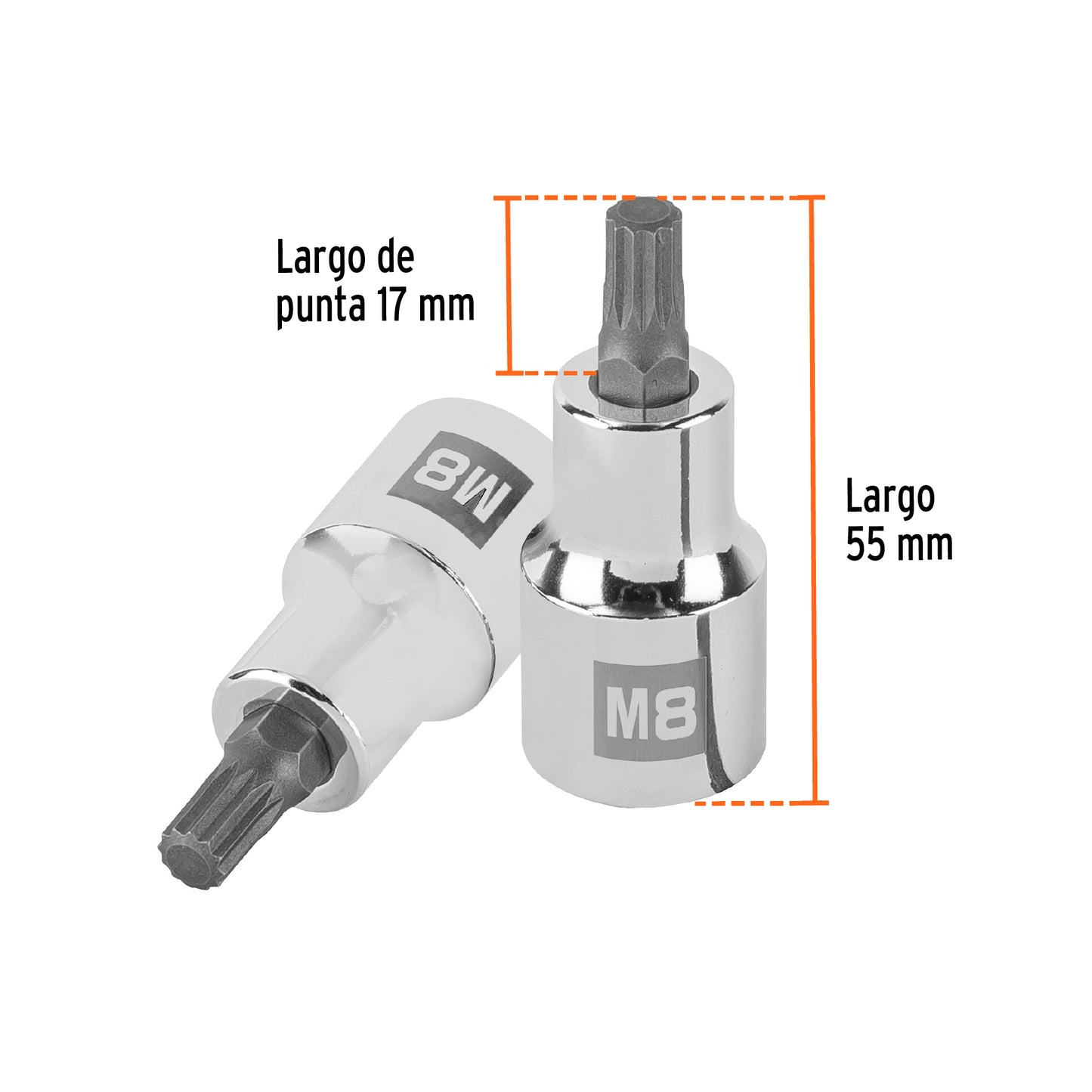 Dado punta corta bristol M8x55mm, cuadro 1/2'