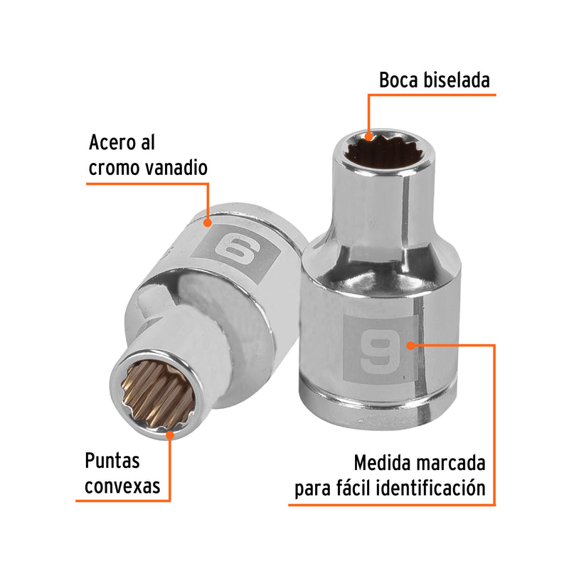 Dado de 12 puntas, cuadro 1/2" de 9mm