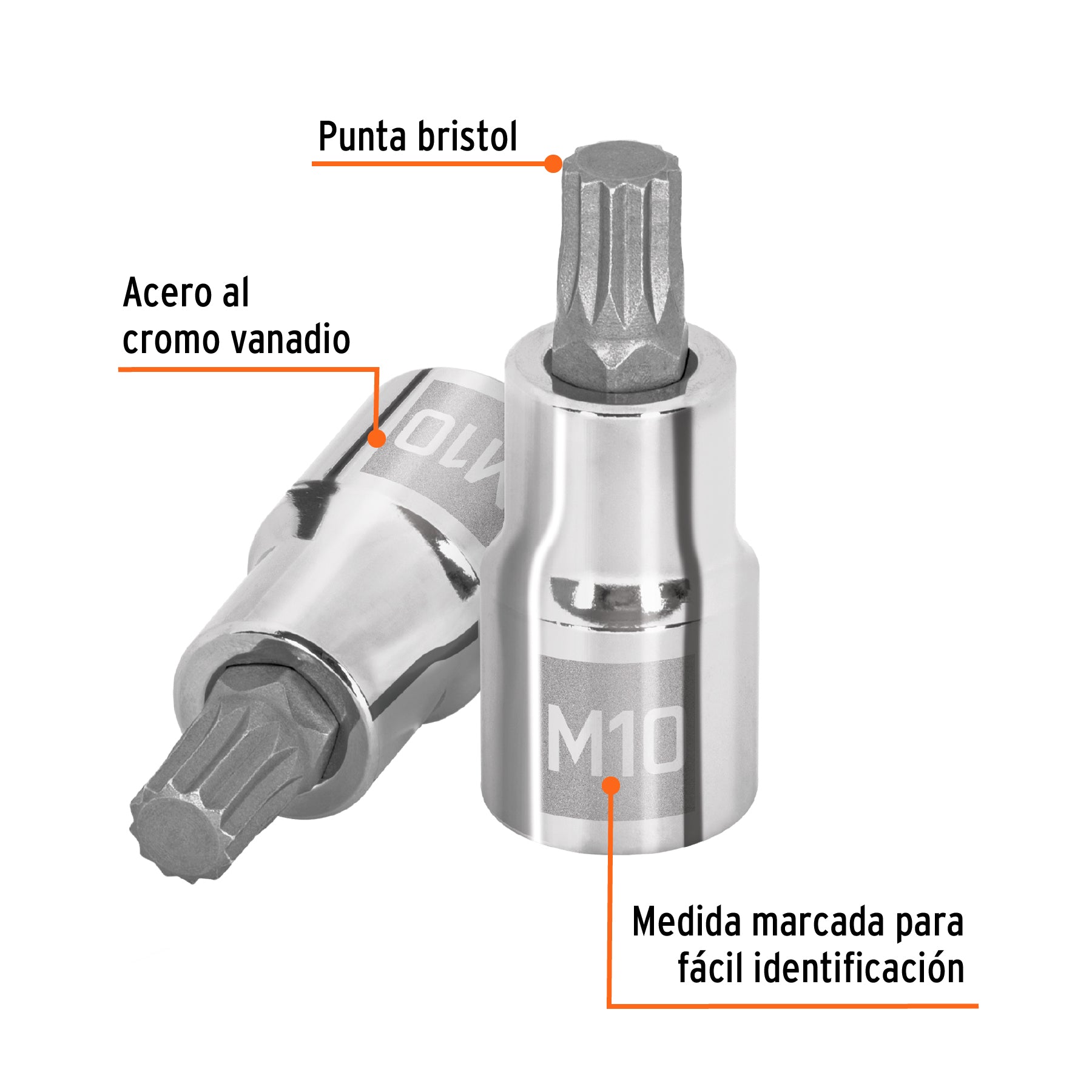 Dado punta corta bristol M10x55mm, cuadro 1/2'