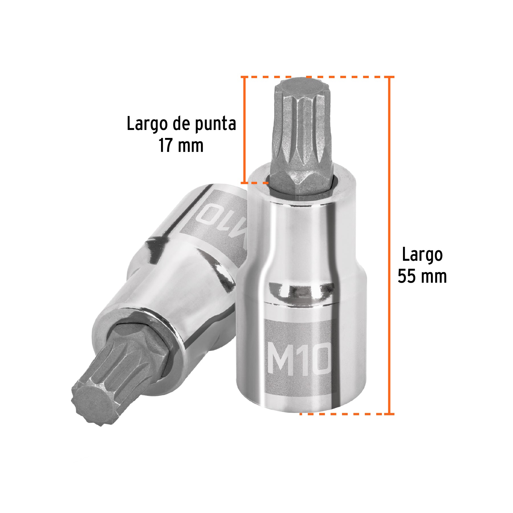 Dado punta corta bristol M10x55mm, cuadro 1/2'