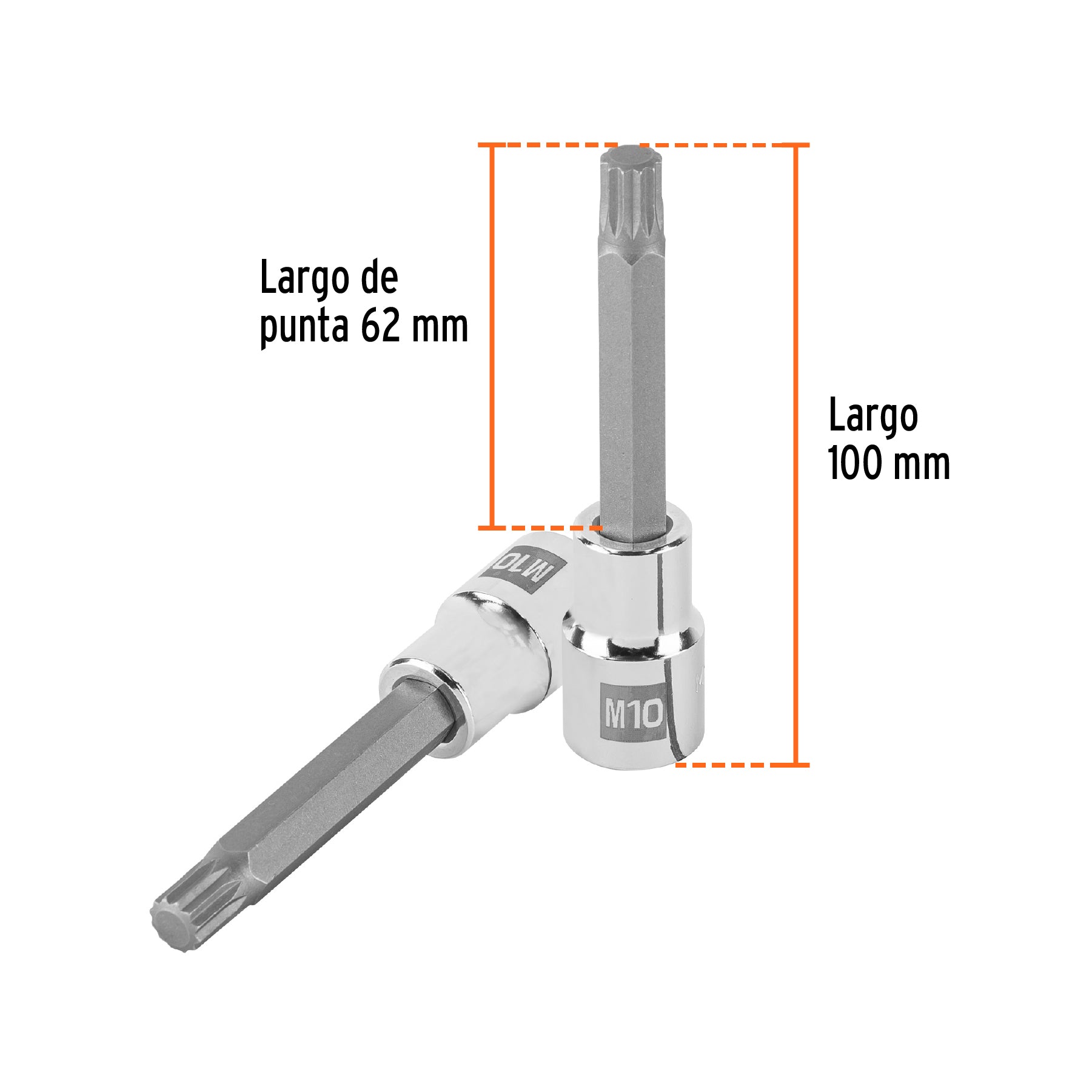 Dado punta larga bristol M10x100mm, cuadro 1/2'