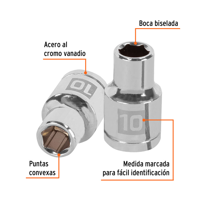 Dado de 6 puntas, cuadro 1/2" de 10mm
