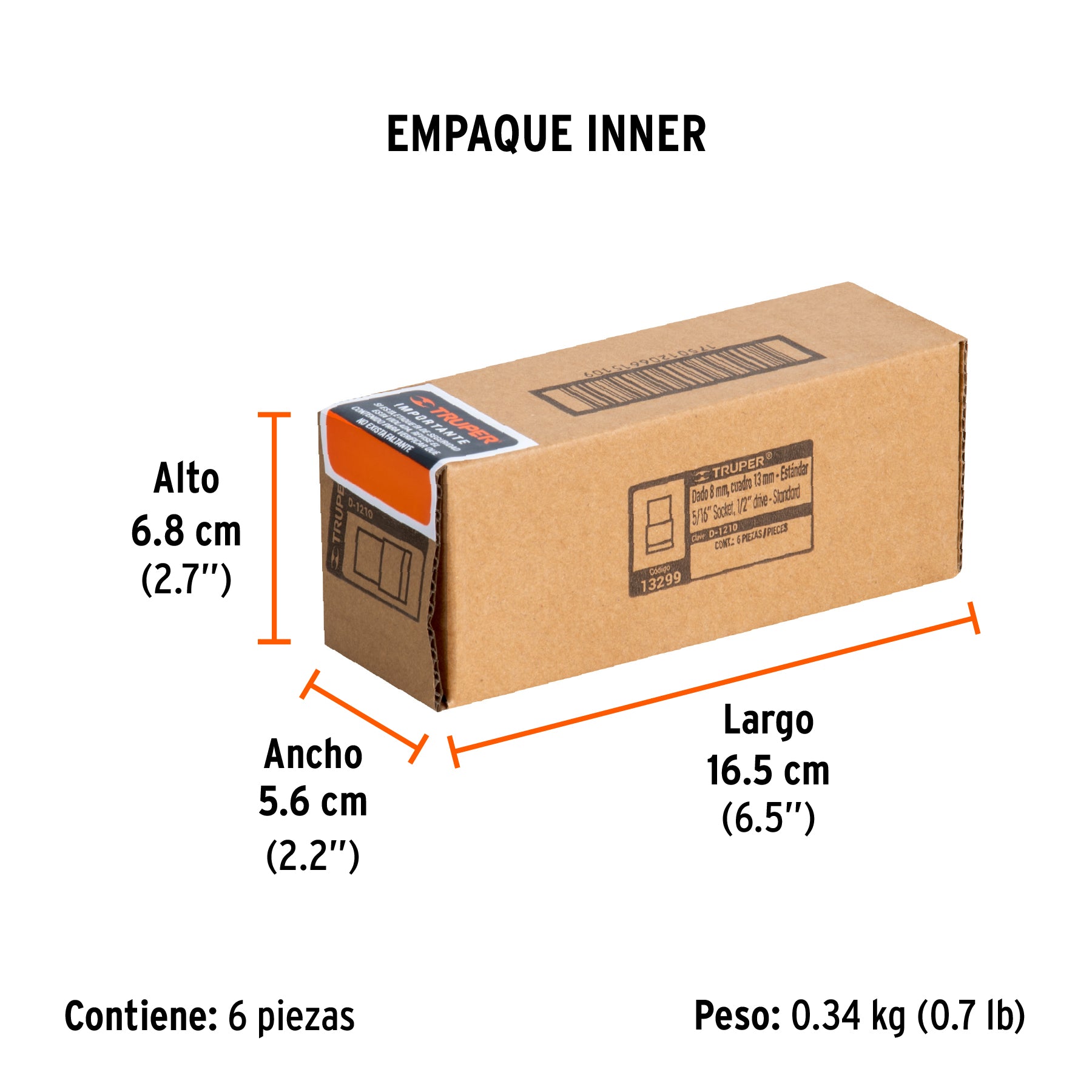 Dado de 12 puntas, cuadro 1/2" de 5/16"