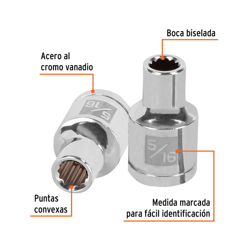 Dado de 12 puntas, cuadro 1/2" de 5/16"
