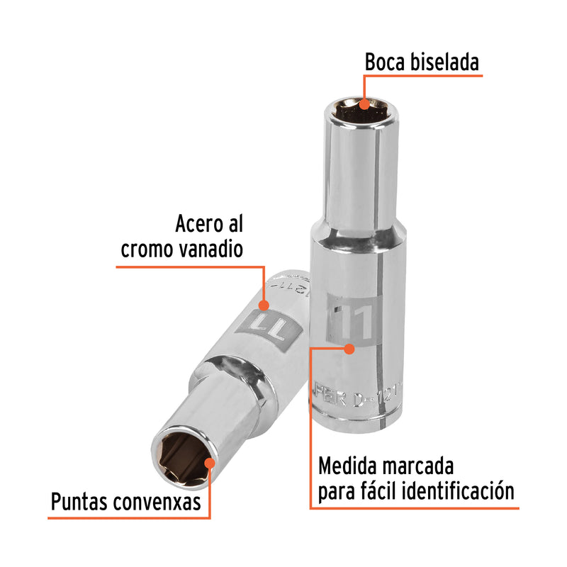 Dado de 6 puntas, cuadro 1/2" de 11mm..
